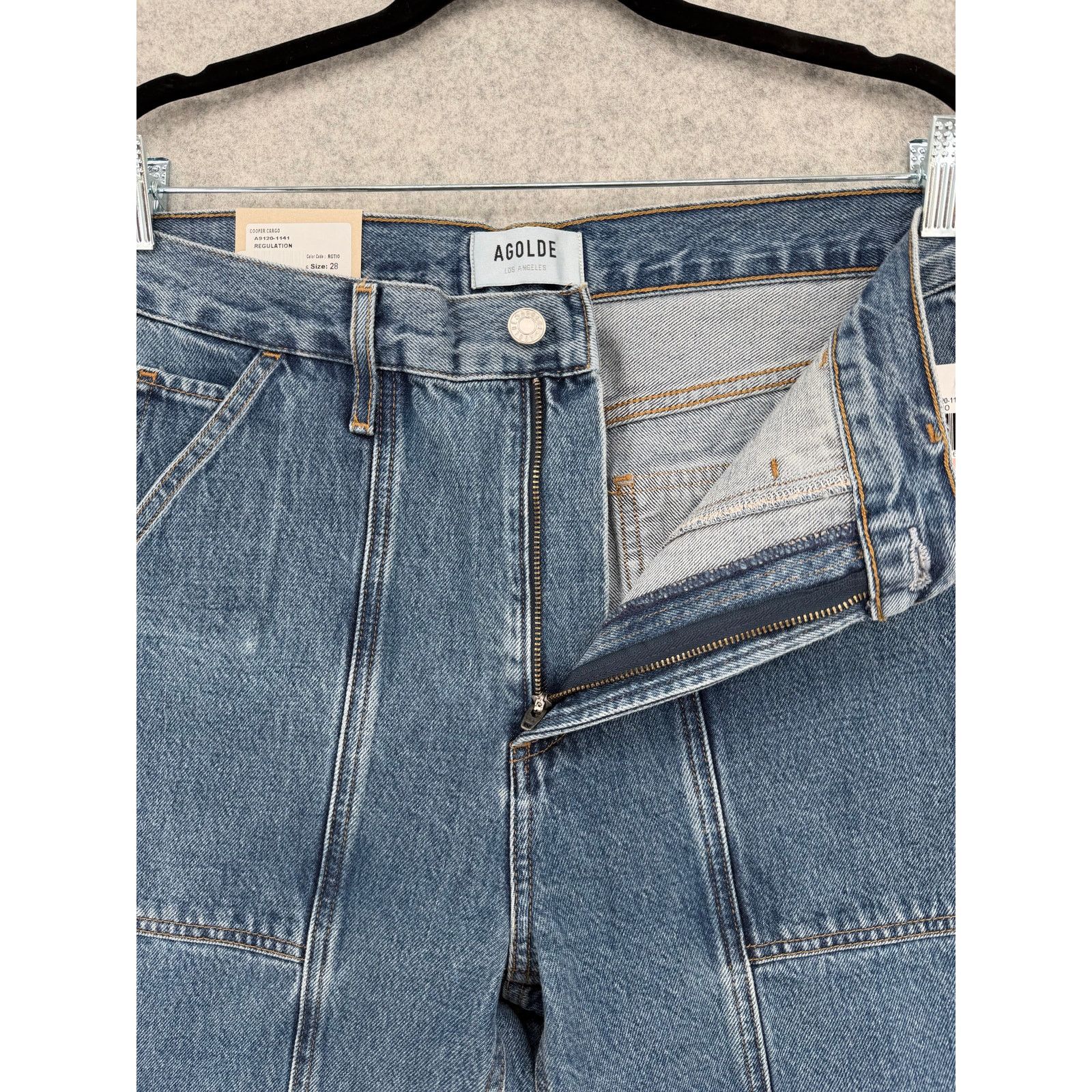 Agolde NWT AGOLDE Cooper Cargo Pocket Blue Jeans Size Women's 28 Size 28" / US 6 / IT 42 - 3 Thumbnail