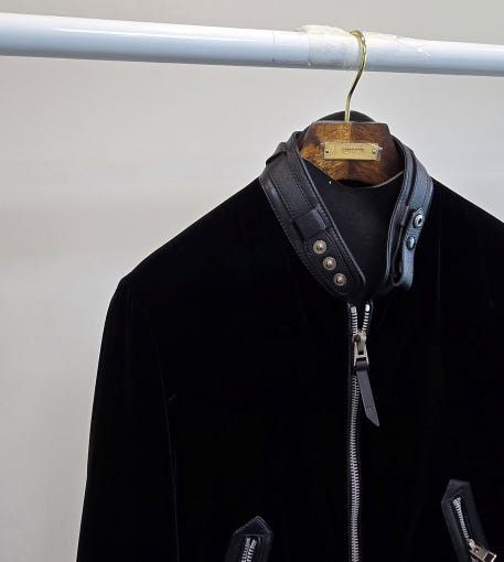 Tom Ford o1sm1stk0725 Liquid Velvet Leather Contrast Jacket in Black Size US L / EU 52-54 / 3 - 2 Thumbnail