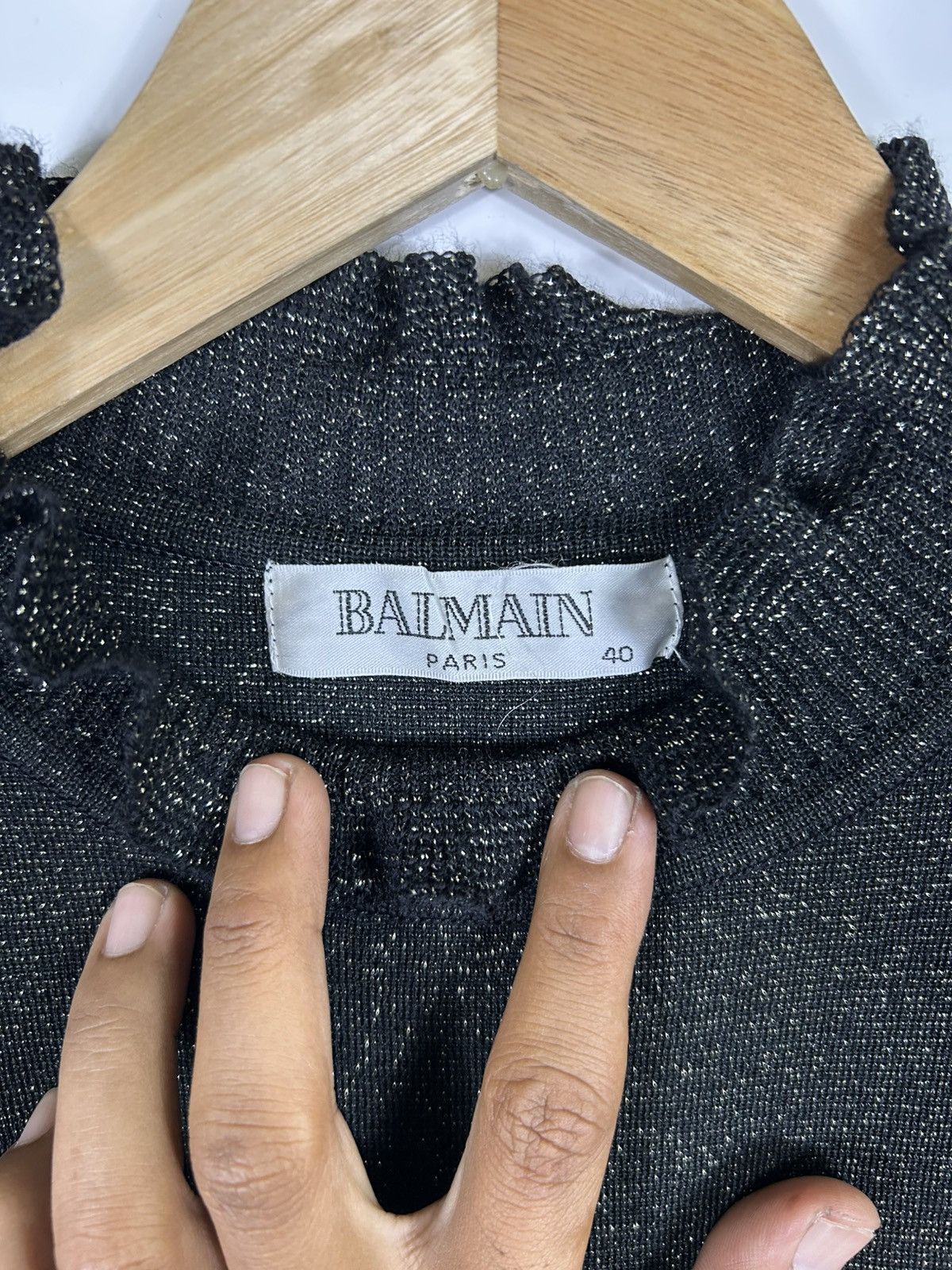 Balmain 🔥Luxury Balmain Paris Black Metallic Cropped Shirt Size S / US 4 / IT 40 - 7 Thumbnail