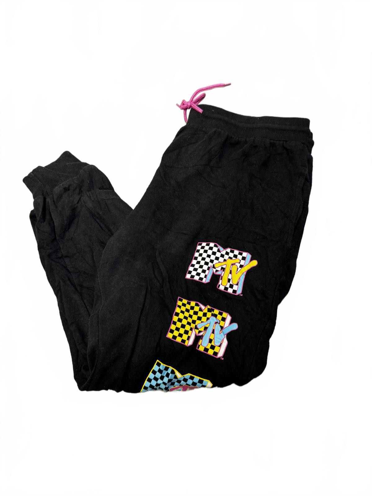 Mtv MTV Black Men's Sweatpants with Colorful Logo Size US 34 / EU 50 - 2 Thumbnail