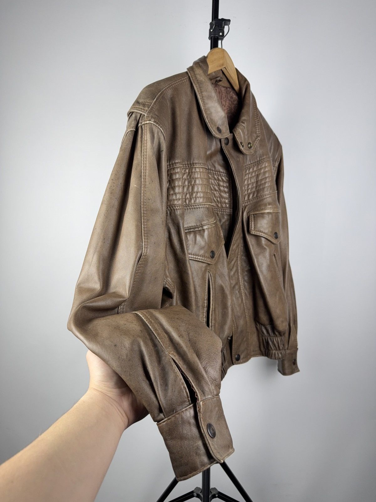 Vintage Vintage 90s Leather Biker Faded Jacket Style Maison Margiela Size US L / EU 52-54 / 3 - 7 Thumbnail