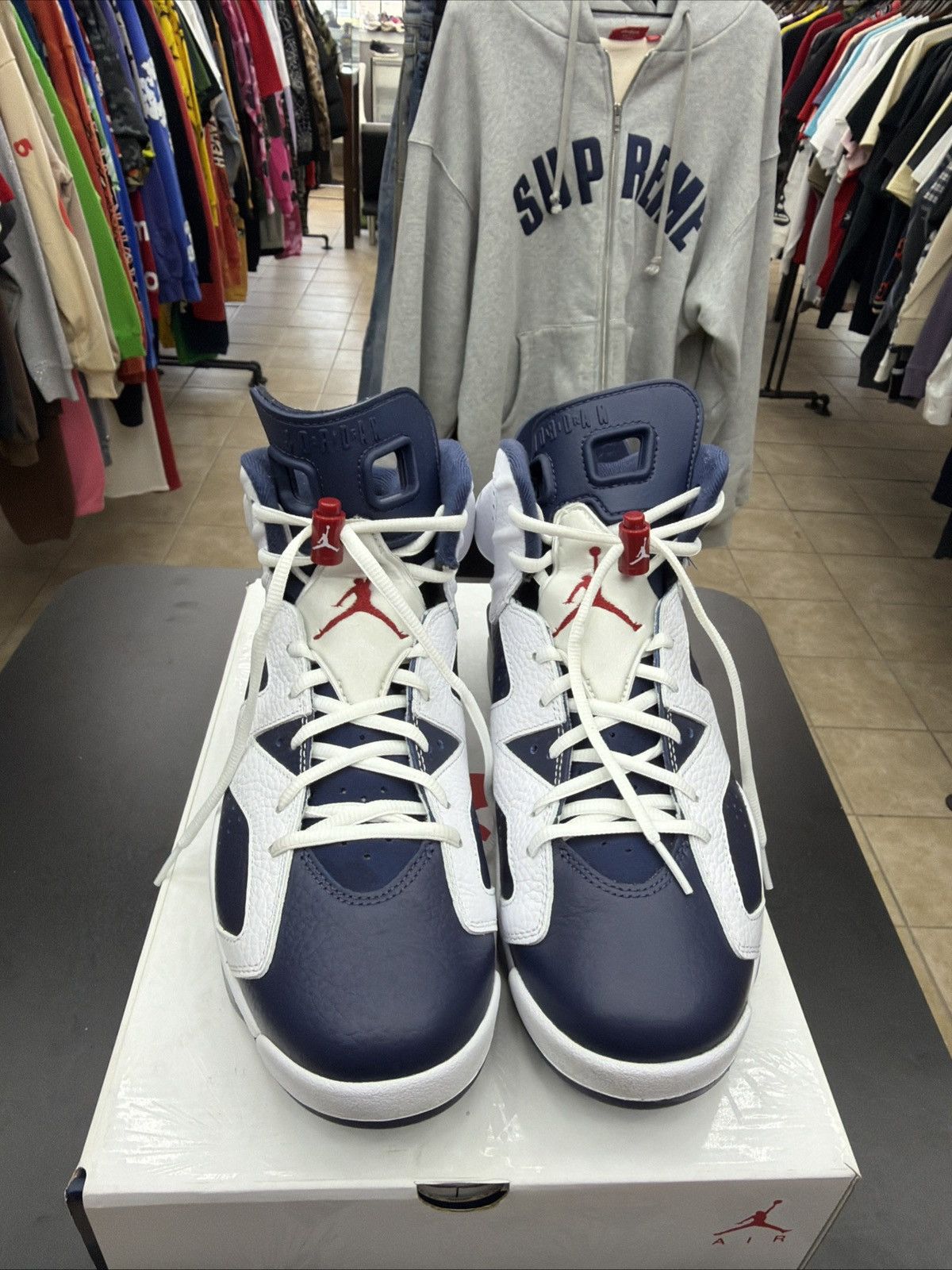 Jordan Brand Jordan Air Jordan 6 Retro Olympic 2024 White Navy High Top Size US 10.5 / EU 43-44 - 4 Thumbnail