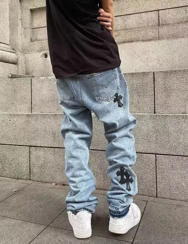 Japanese Brand × Jean Vintage washed cross patch rare jeans Size US 32 / EU 48 - 2 Thumbnail