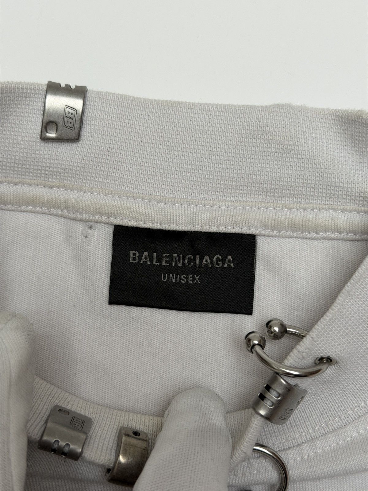 Balenciaga Balenciaga Piercings Collar Oversized Tee Shirt Off White Size US M / EU 48-50 / 2 - 10 Thumbnail