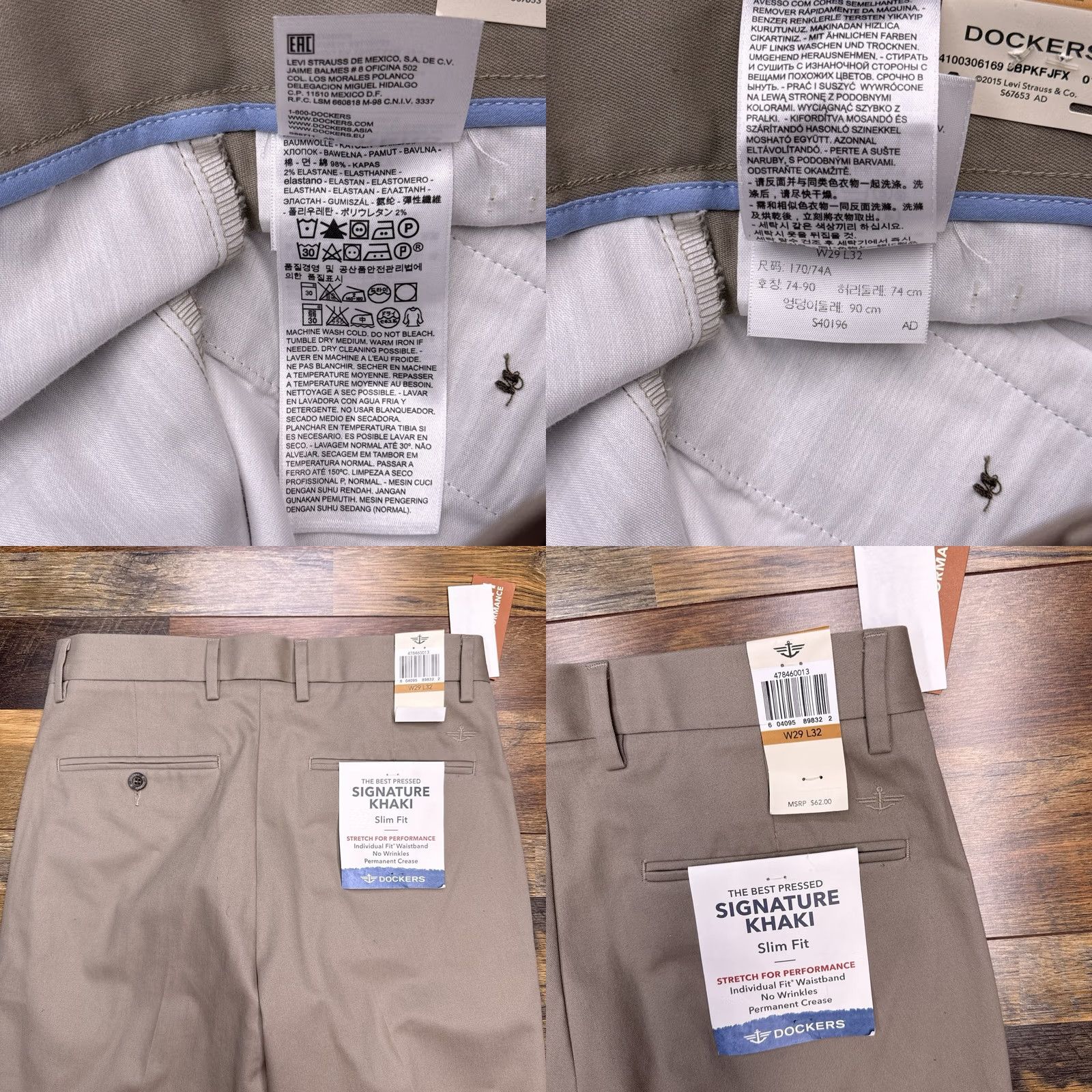 Dockers Dockers Signature Khaki Pants Mens 29x32 Tan Slim Performance New Size US 29 - 8 Thumbnail