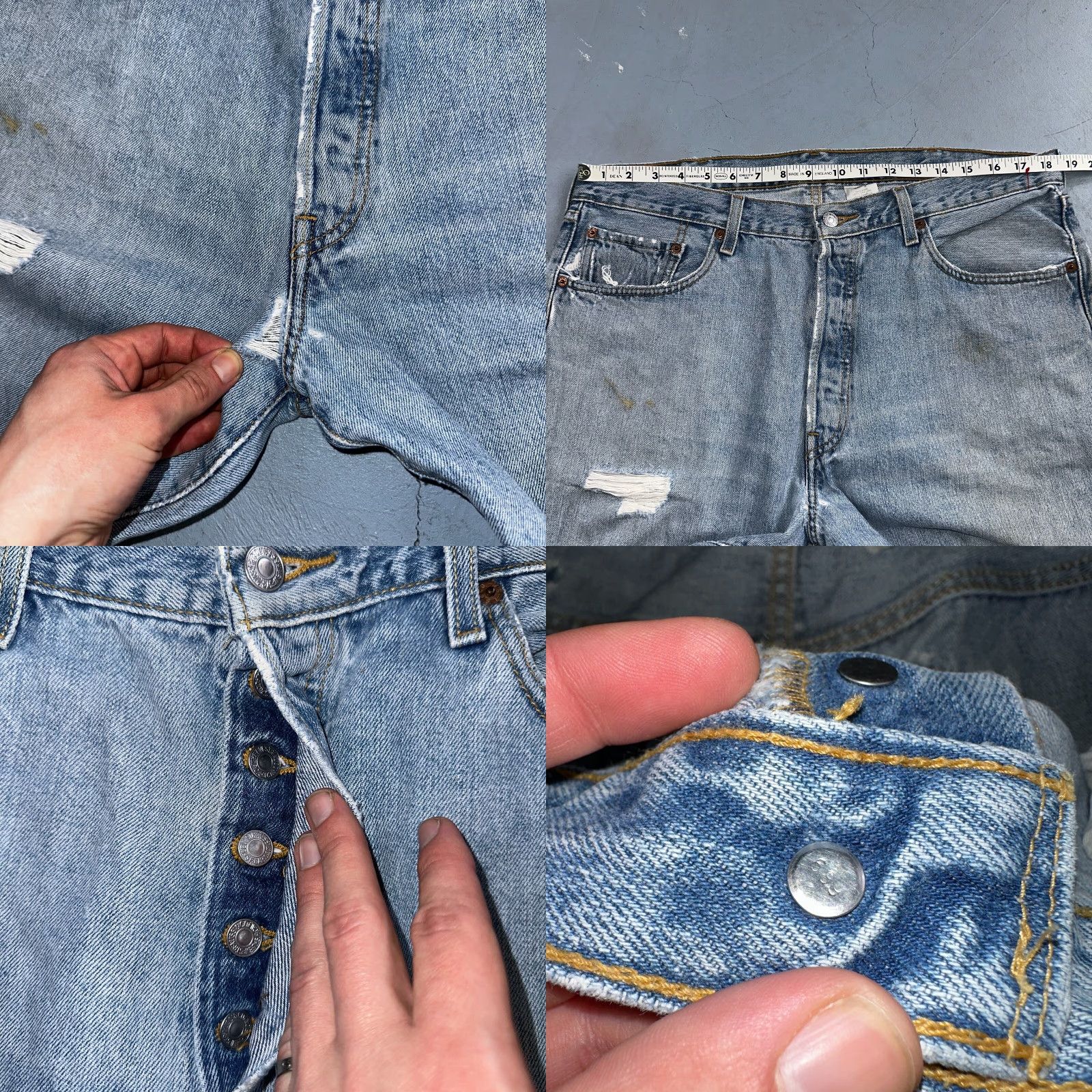 Levi's Levi's 501 Vintage Y2K Straight Jeans 90s Light Blue 38x32 Men's Regular Denim Cotton Blue 501 Series Jeans Size US 38 / EU 54 - 8 Thumbnail