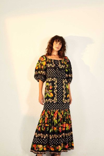 Farm Rio FARM Rio Cocoa Paradise Tropical Maxi Dress Black Medium Size M / US 6-8 / IT 42-44 - 2 Thumbnail