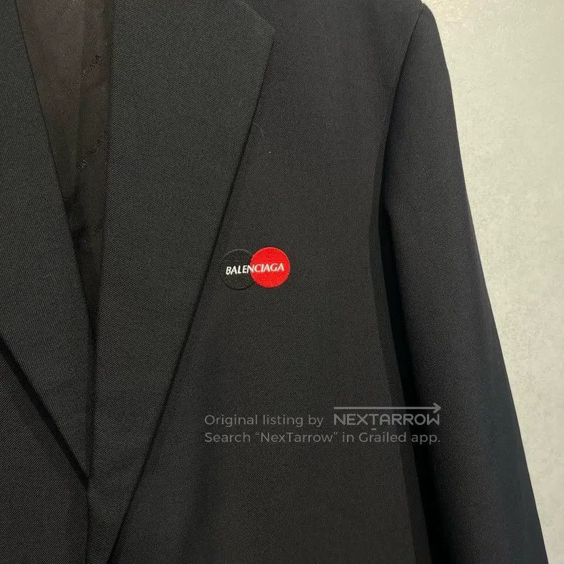 Balenciaga Balenciaga Mastercard Logo Embroidered Blazer Size L / US 10 / IT 46 - 3 Thumbnail