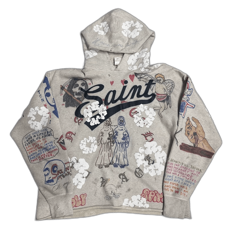 Saint Michael SAINT MICHAEL 24AW HOODIE Damaged Hoodie Gray