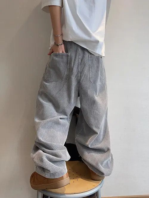 Other Gray Corduroy Wide-Leg Pants Size US 32 / EU 48 - 4 Thumbnail