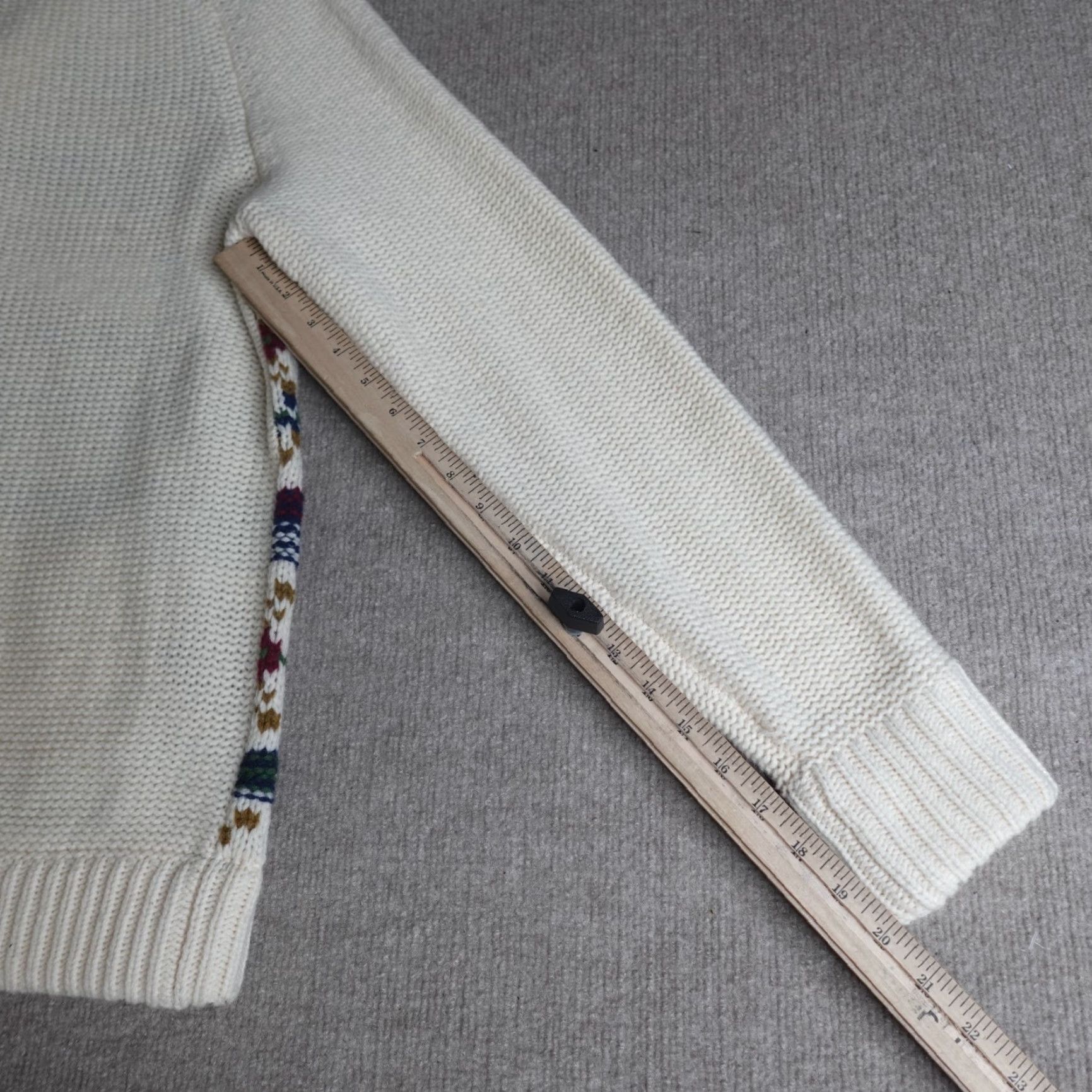 Lands' End VINTAGE Lands' End Cowichan Sweater Medium Ivory Shawl Collar 100% Lambswool Cardigan Mens Size US M / EU 48-50 / 2 - 6 Thumbnail