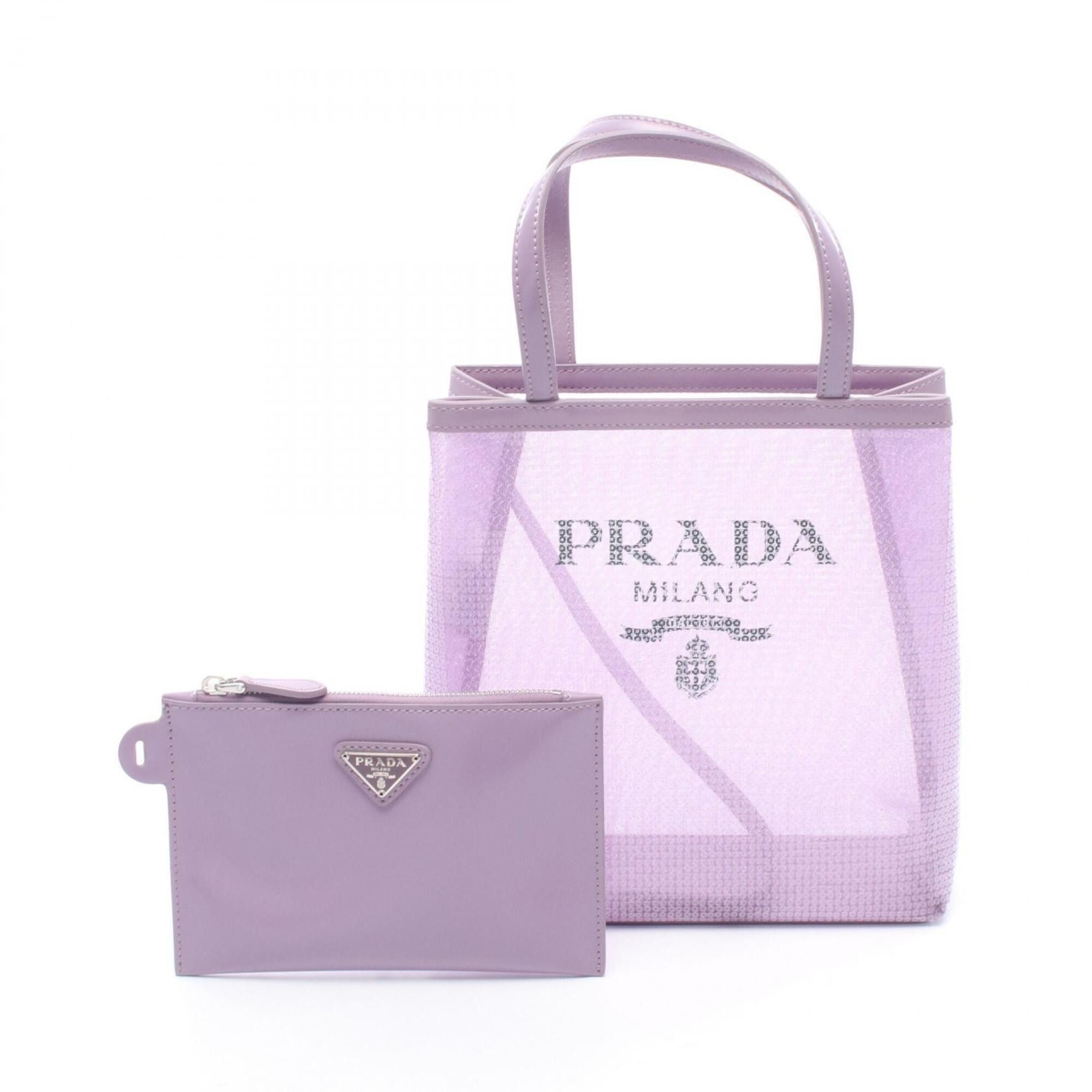 Prada Prada RETE PAILLETTES Sequin Tote Bag Handbag Leather Mesh Women's Purple 1BG417 Size ONE SIZE - 1 Thumbnail