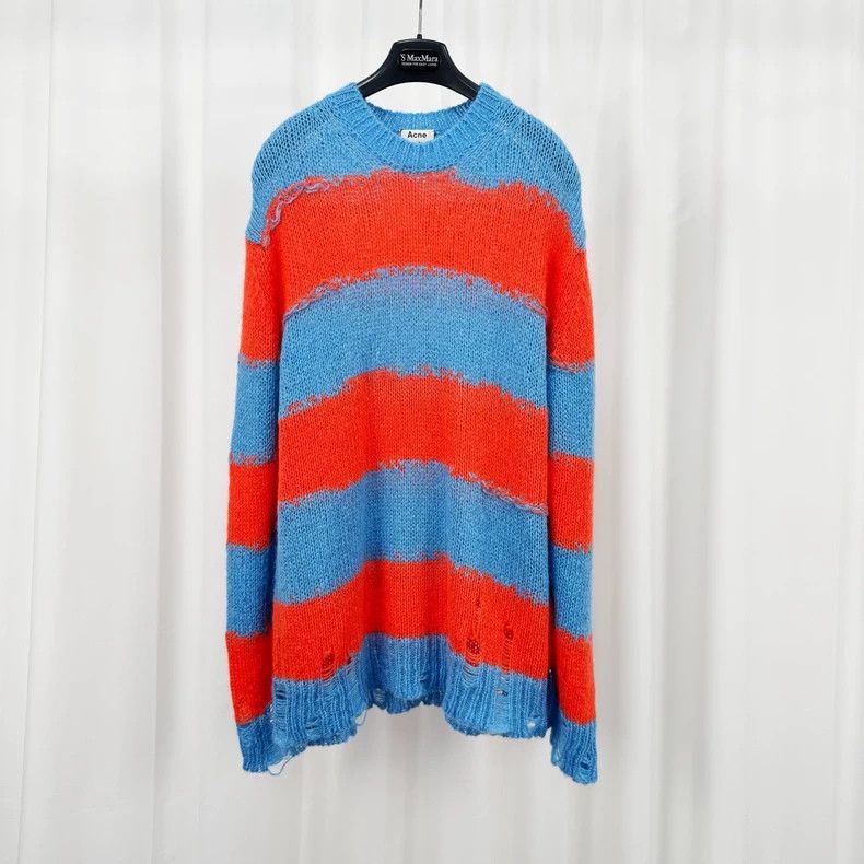 Acne Studios Acne Studios Mohair Stripe Distressed Sweater-yf Size US S / EU 44-46 / 1 - 1 Thumbnail