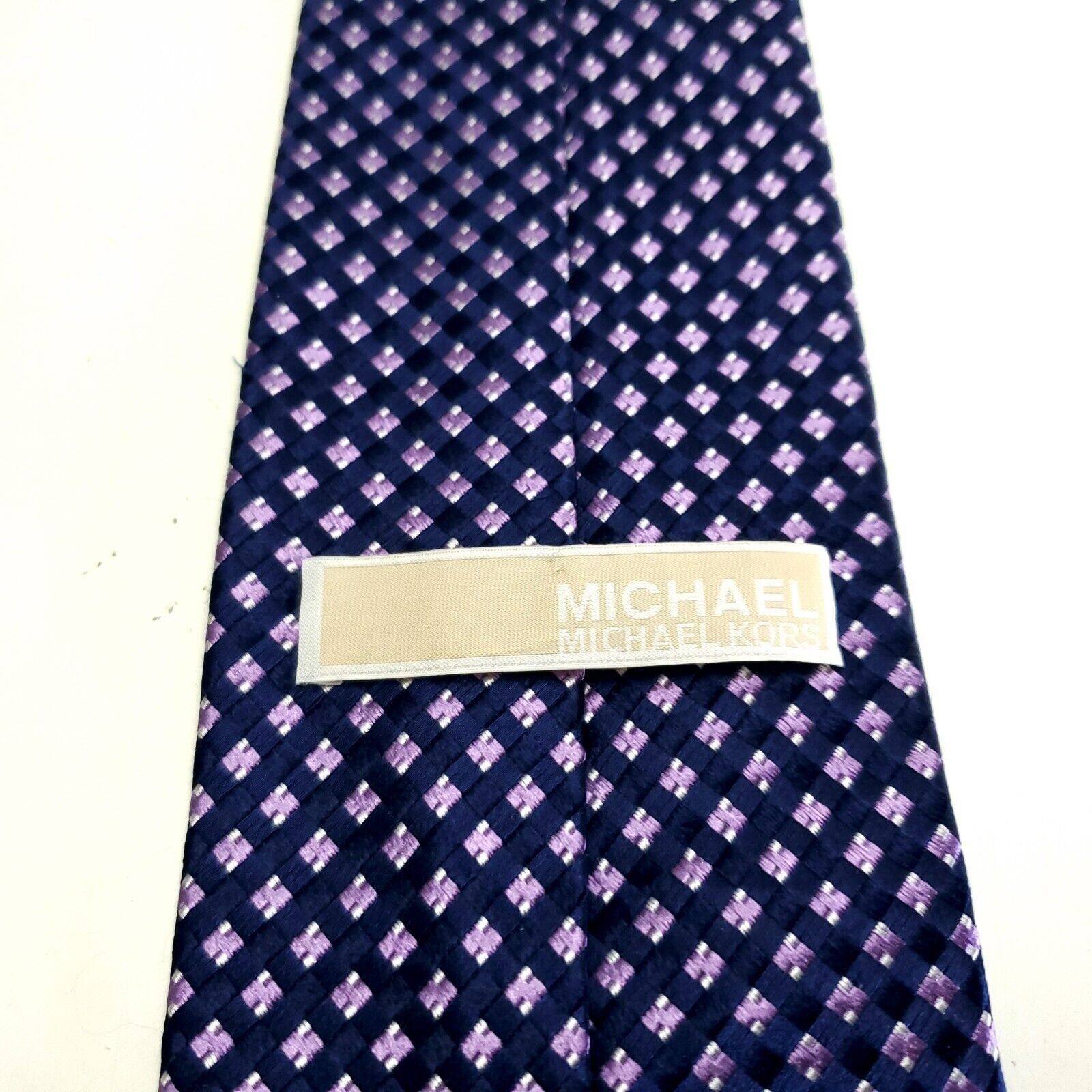 Michael Kors Michael Kors Blue Pink Woven Geometric Silk Tie Size ONE SIZE - 3 Thumbnail