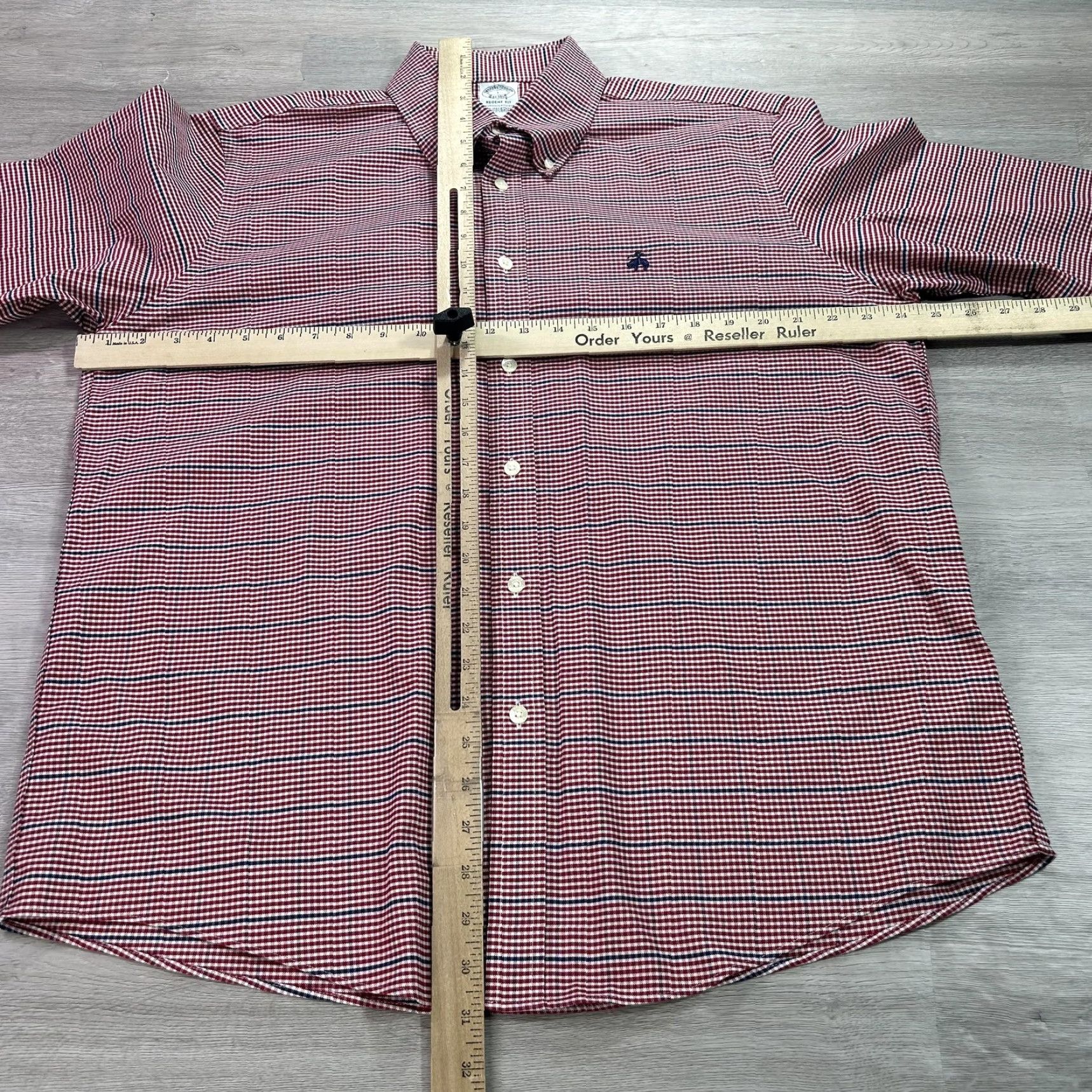 Brooks Brothers Brooks Brothers Shirt Mens Large Red Check Regent Non Iron Stretch Cotton Size US L / EU 52-54 / 3 - 5 Thumbnail