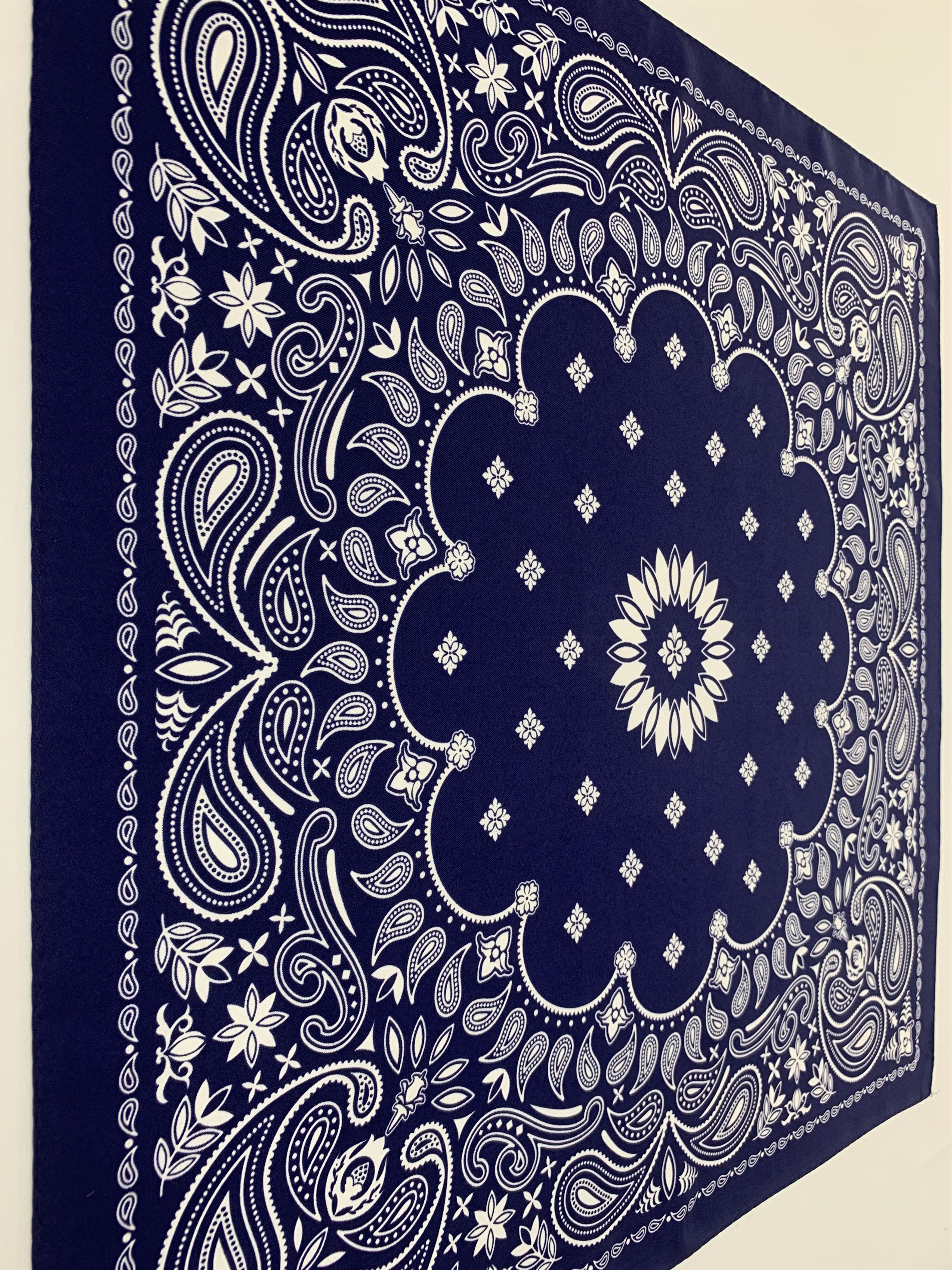 Vintage Blue Paisley Scarf Bandana Handkerchief TC1425 Size ONE SIZE - 5 Thumbnail
