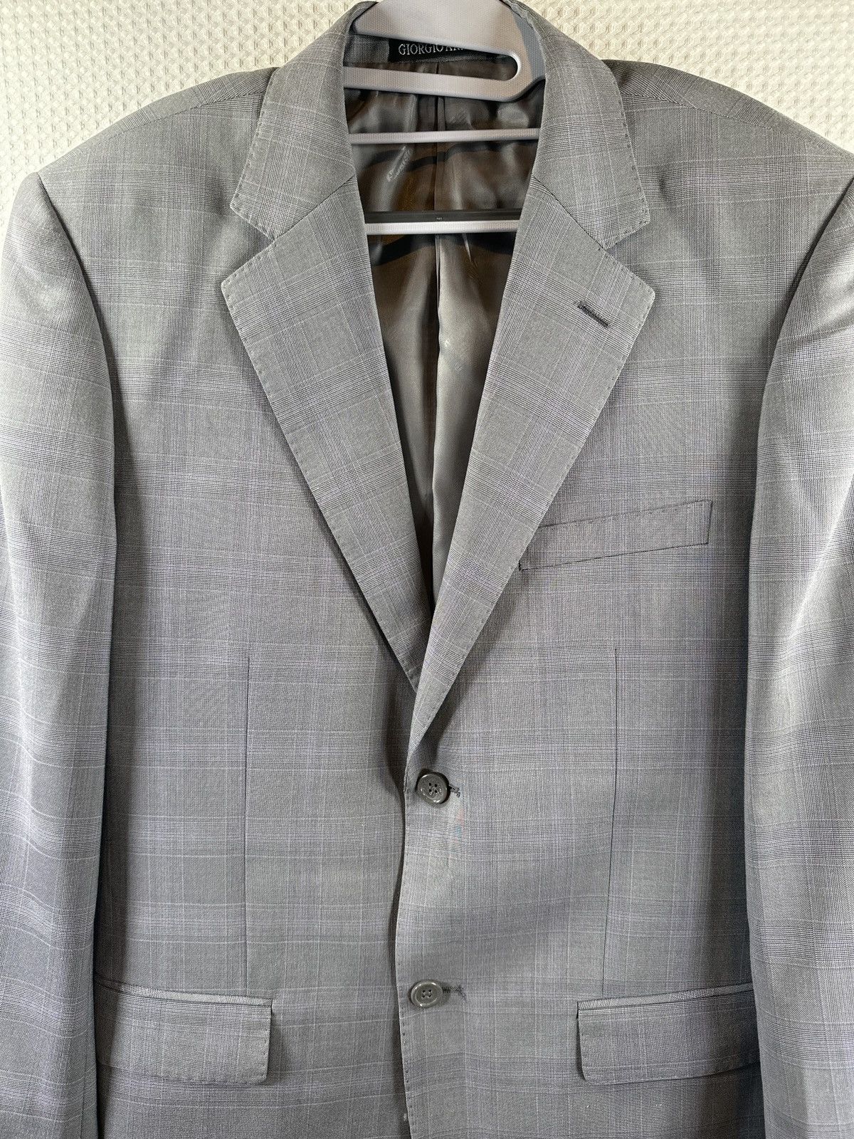 Giorgio Armani Giorgio Armani Le Collezioni Grey Plaid Wool Blazer Size 42R - 2 Thumbnail