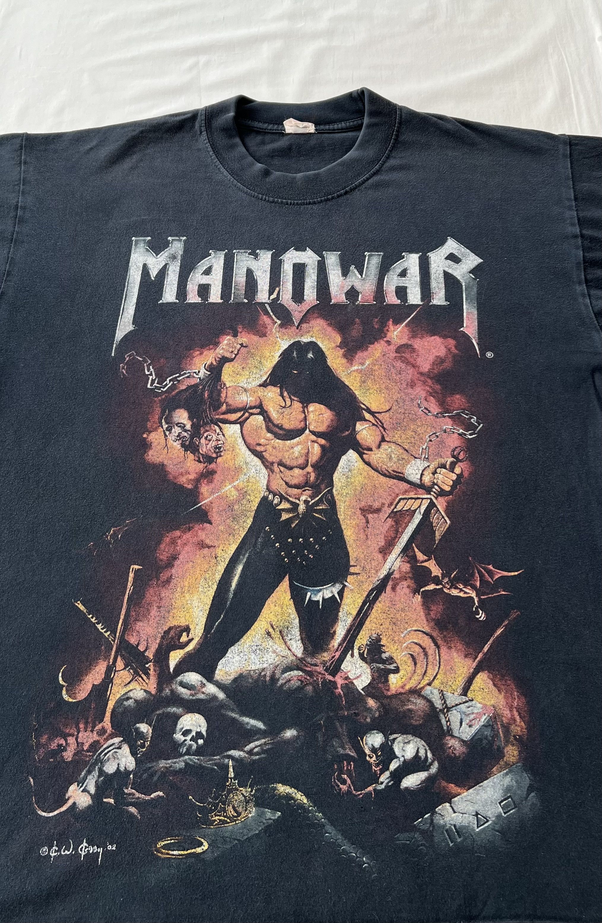 Band Tees Vintage 2002 Manowar Warriors of the World Tour T-shirt Size US L / EU 52-54 / 3 - 3 Thumbnail