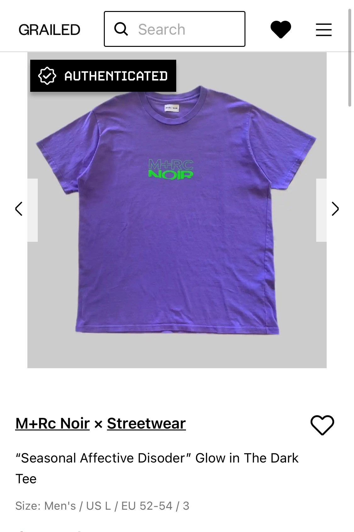 M+Rc Noir “Seasonal Affective Disoder” Glow in The Dark Tee Size US L / EU 52-54 / 3 - 2 Thumbnail