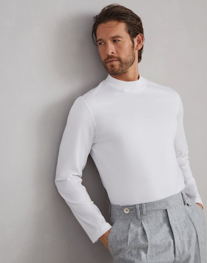 Brunello Cucinelli o1w1db10825 Turtleneck T-Shirt in White Size US XL / EU 56 / 4 - 3 Thumbnail