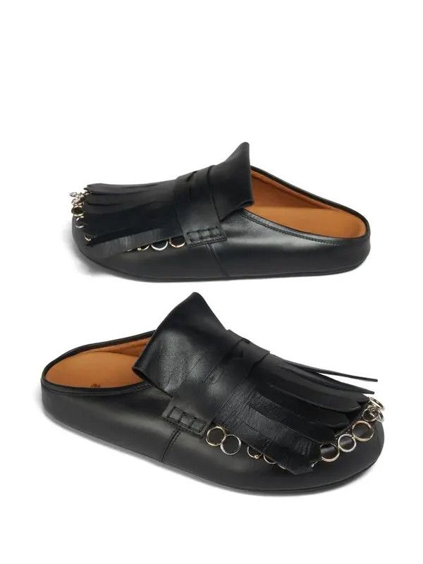 Marni o1w1db10325 Fringed Leather Sandals in Black Size US 12 / EU 45 - 5 Thumbnail