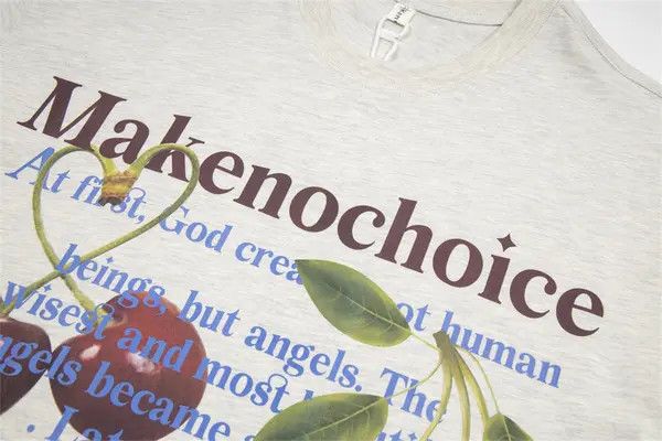 Japanese Brand Komura x Miwa Grey Cherry Print Loose Casual Cotton T-Shirt Size US L / EU 52-54 / 3 - 4 Thumbnail