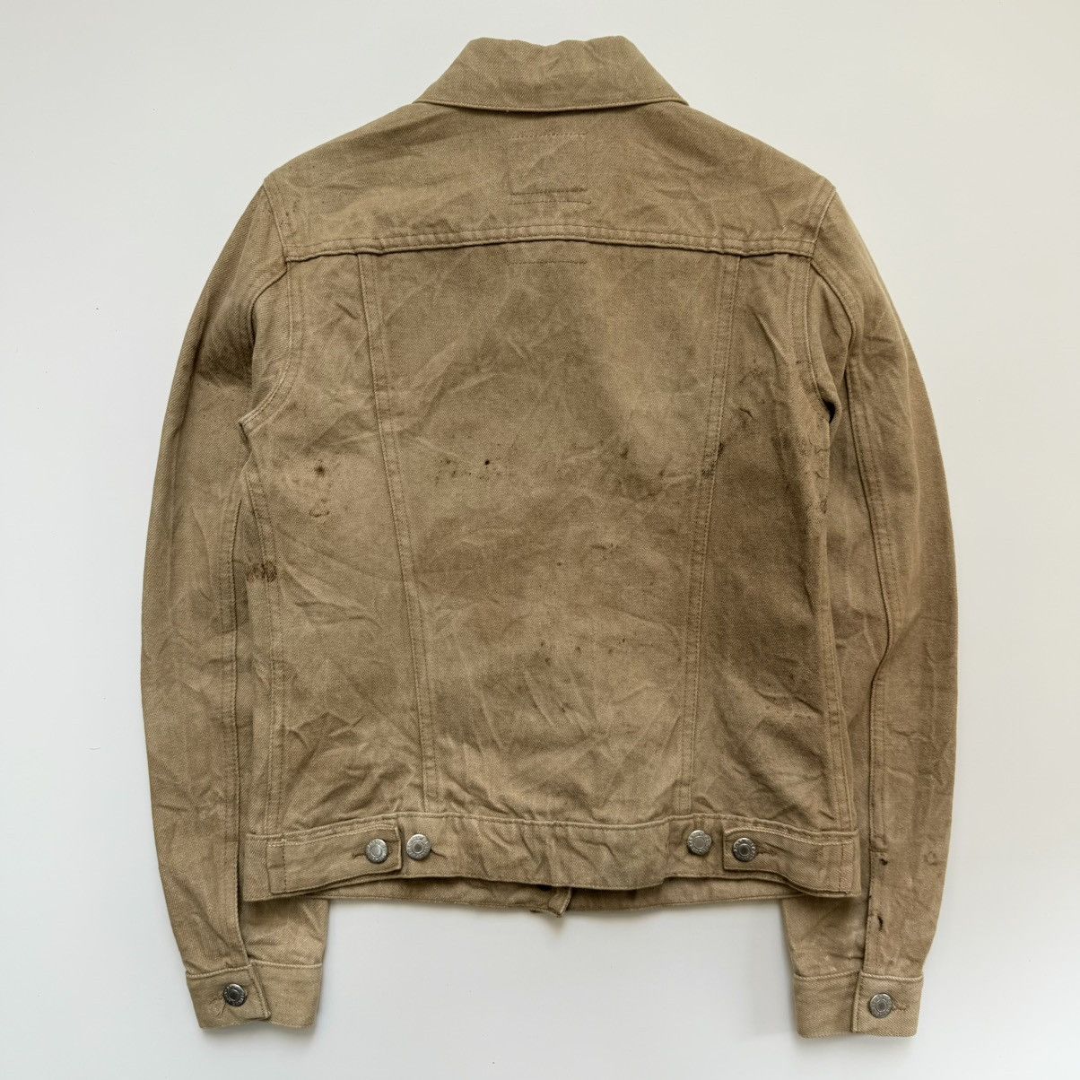 Helmut Lang Early 2000s Helmut Lang Stained Classic Denim Trucker Jacket Size XS / US 0-2 / IT 36-38 - 2 Thumbnail