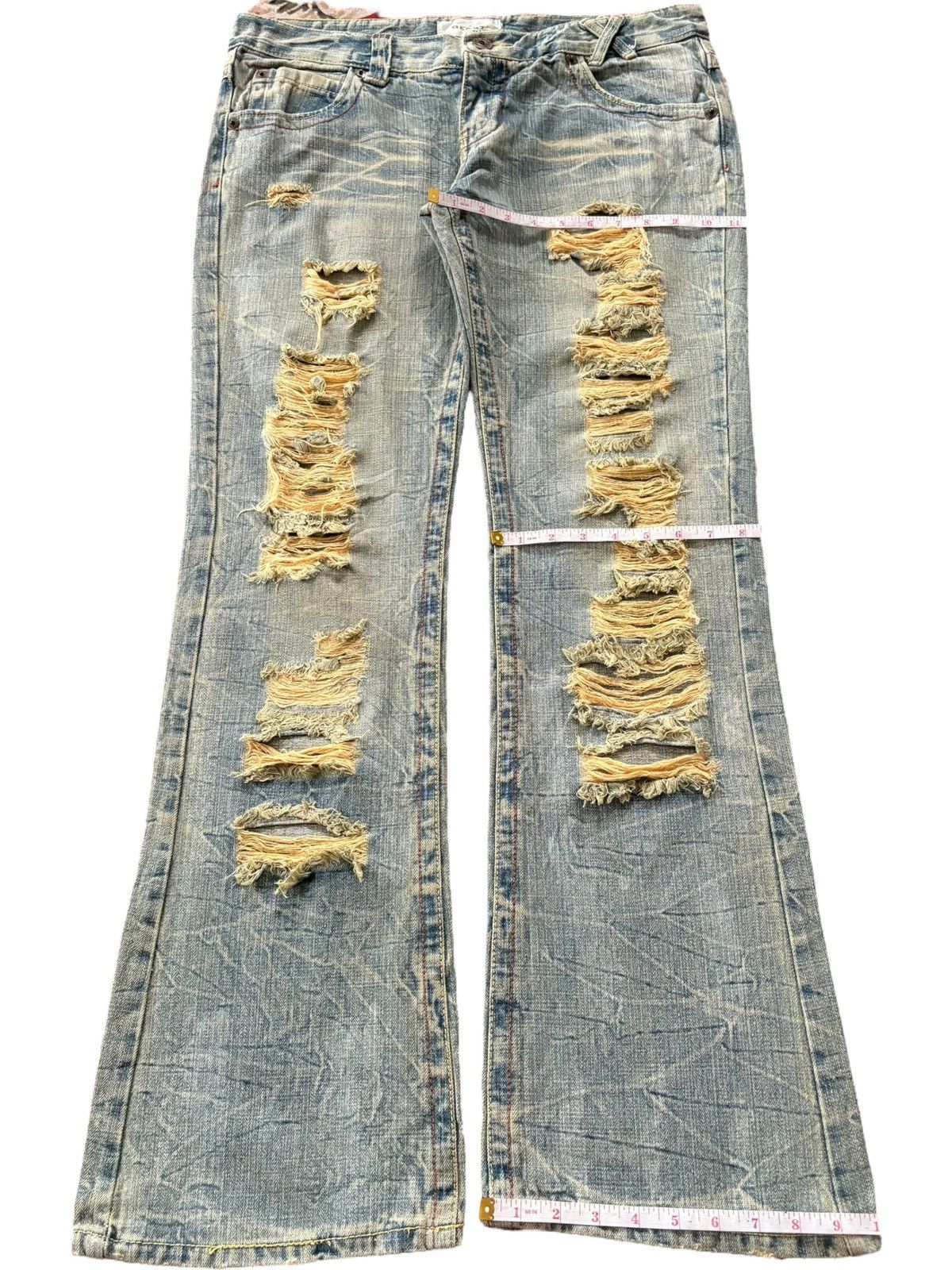 If Six Was Nine Vintage Japanese Brand Heavy Distress Rusty Wash Flare Jeans Size 36" / US 14 / IT 50 - 8 Thumbnail