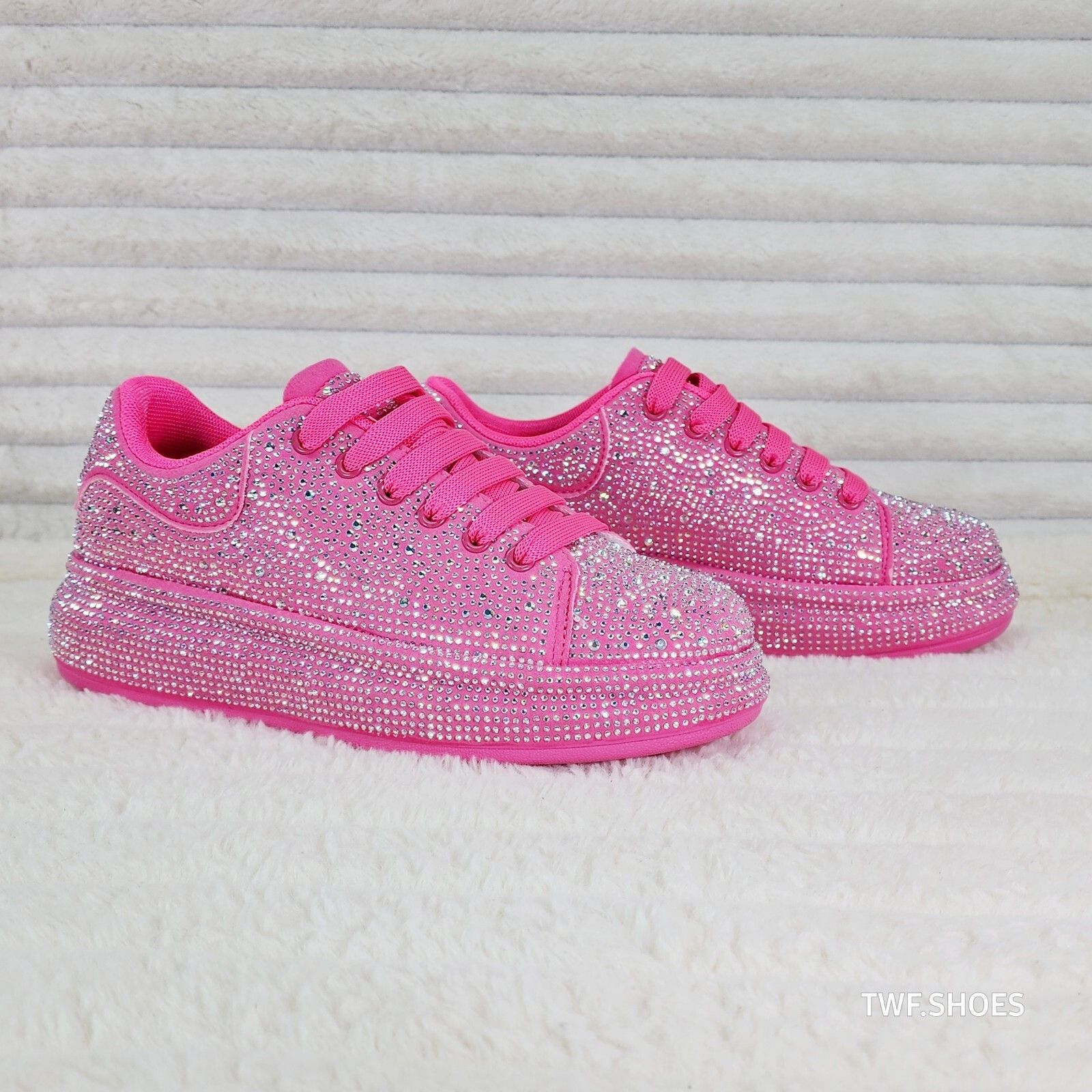 Other Dazzle Cush Bright Hot Pink Rhinestone Comfy Platform Sneake Size US 6 / IT 36 - 3 Thumbnail