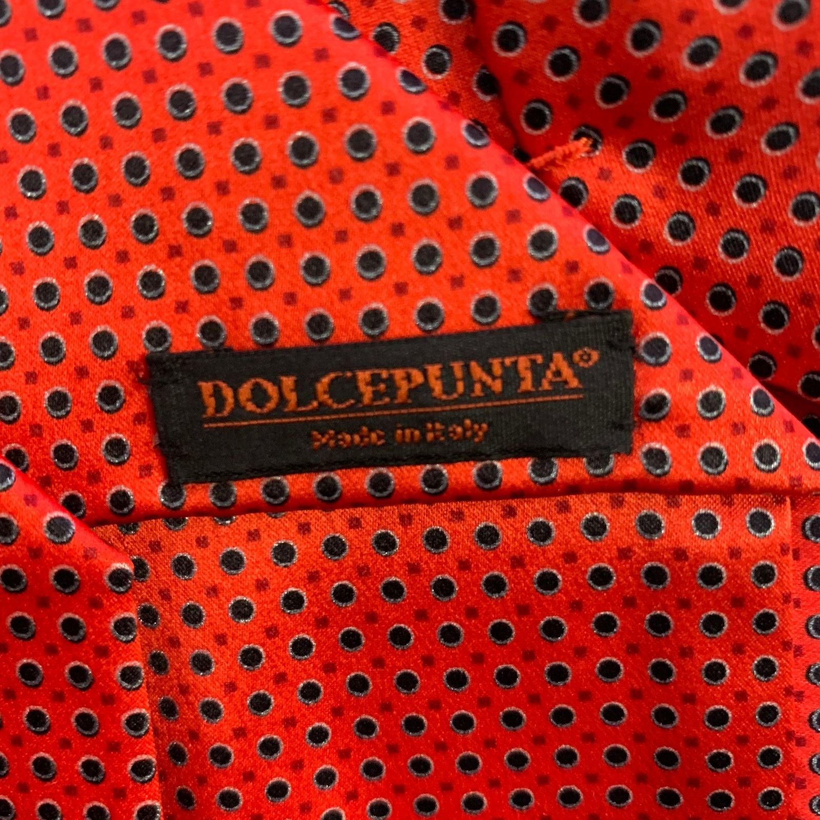 Dolcepunta DOLCEPUNTA Red Black Polka Dot Silk Tie Size ONE SIZE - 3 Thumbnail