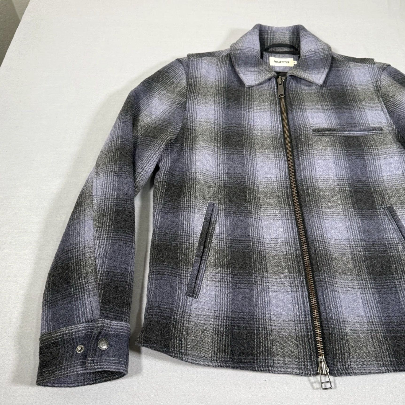 Taylor Stitch Taylor Stitch Jacket Mens 38 Gray Wyatt Plaid Wool Quilted Zip Up Lined Detroit Size US XXS / EU 40 - 5 Thumbnail