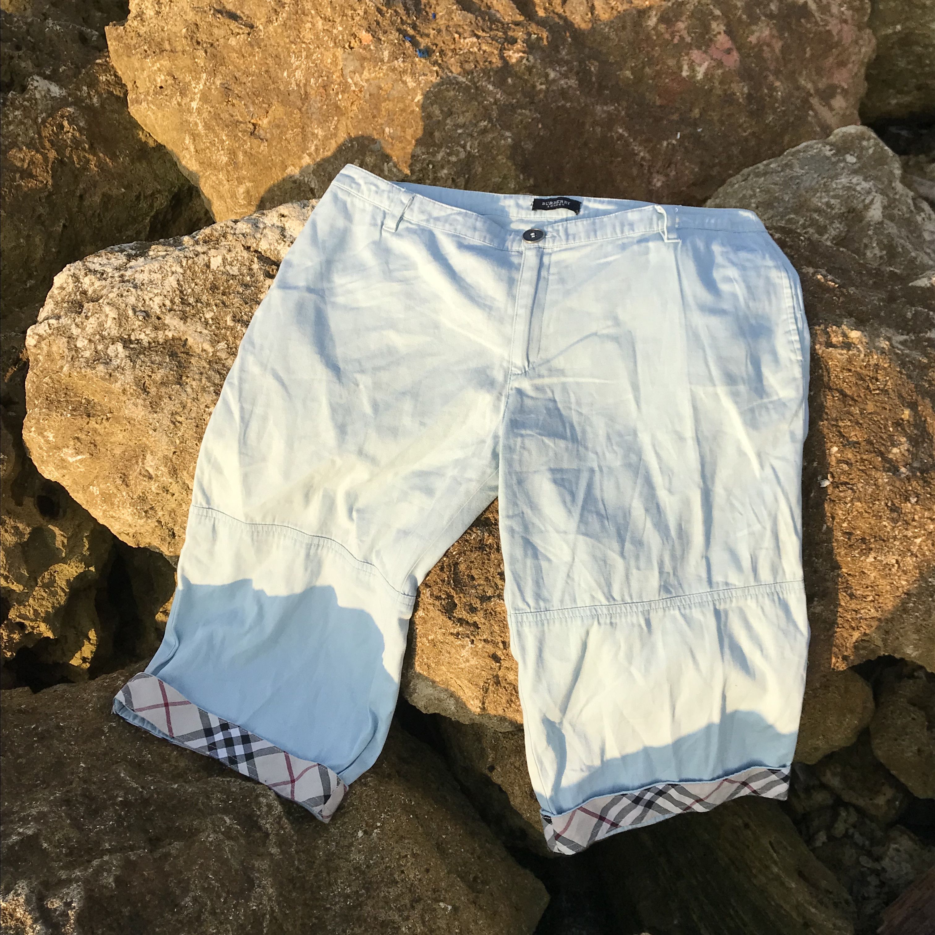 Vintage Burberry baby blue short novacheck pants Trouser pan