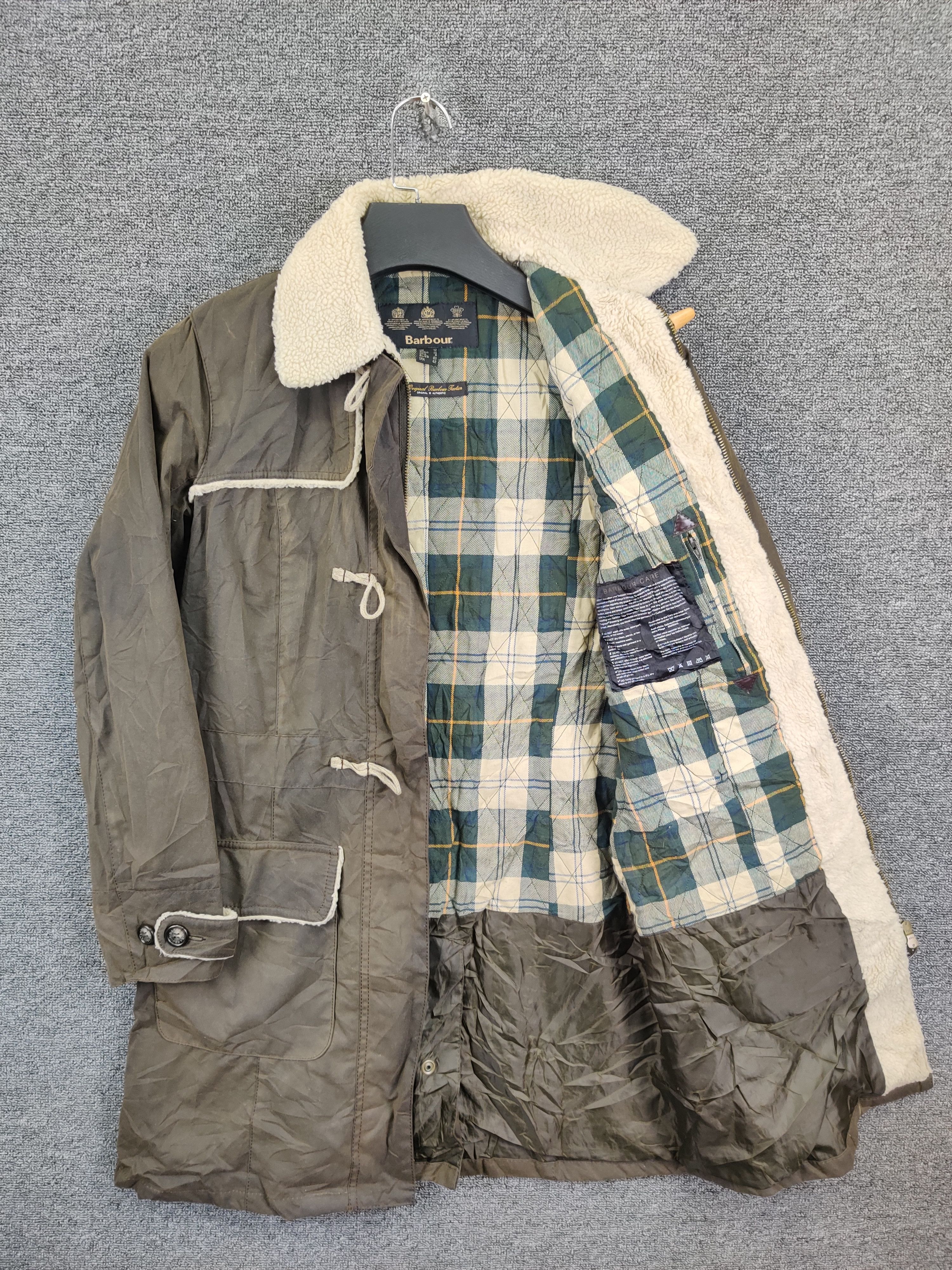 Barbour Vintage 90s Barbour Tartan Waxed Duffle Coat Size US M / EU 48-50 / 2 - 7 Thumbnail
