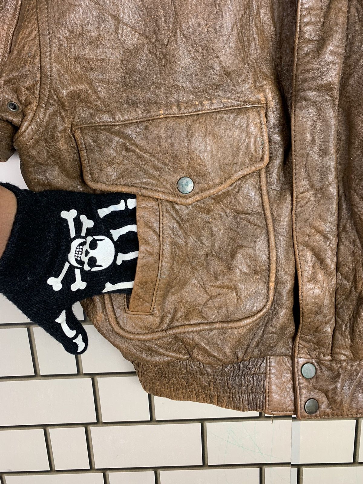 14th Addiction Vintage Japanese Brand Leather Bomber Jacket Size US L / EU 52-54 / 3 - 10 Thumbnail