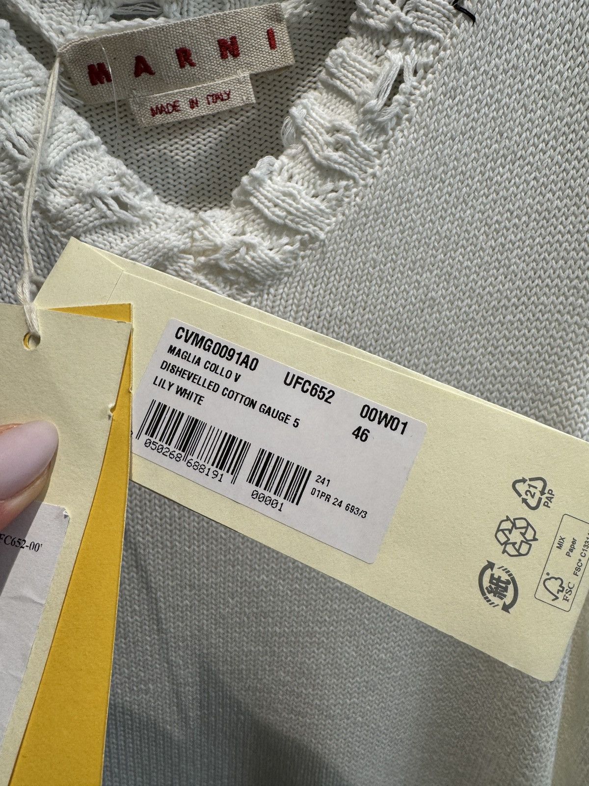 Marni Last Size Marni Disheveled V-Neck Cotton Vest Size US S / EU 44-46 / 1 - 3 Thumbnail