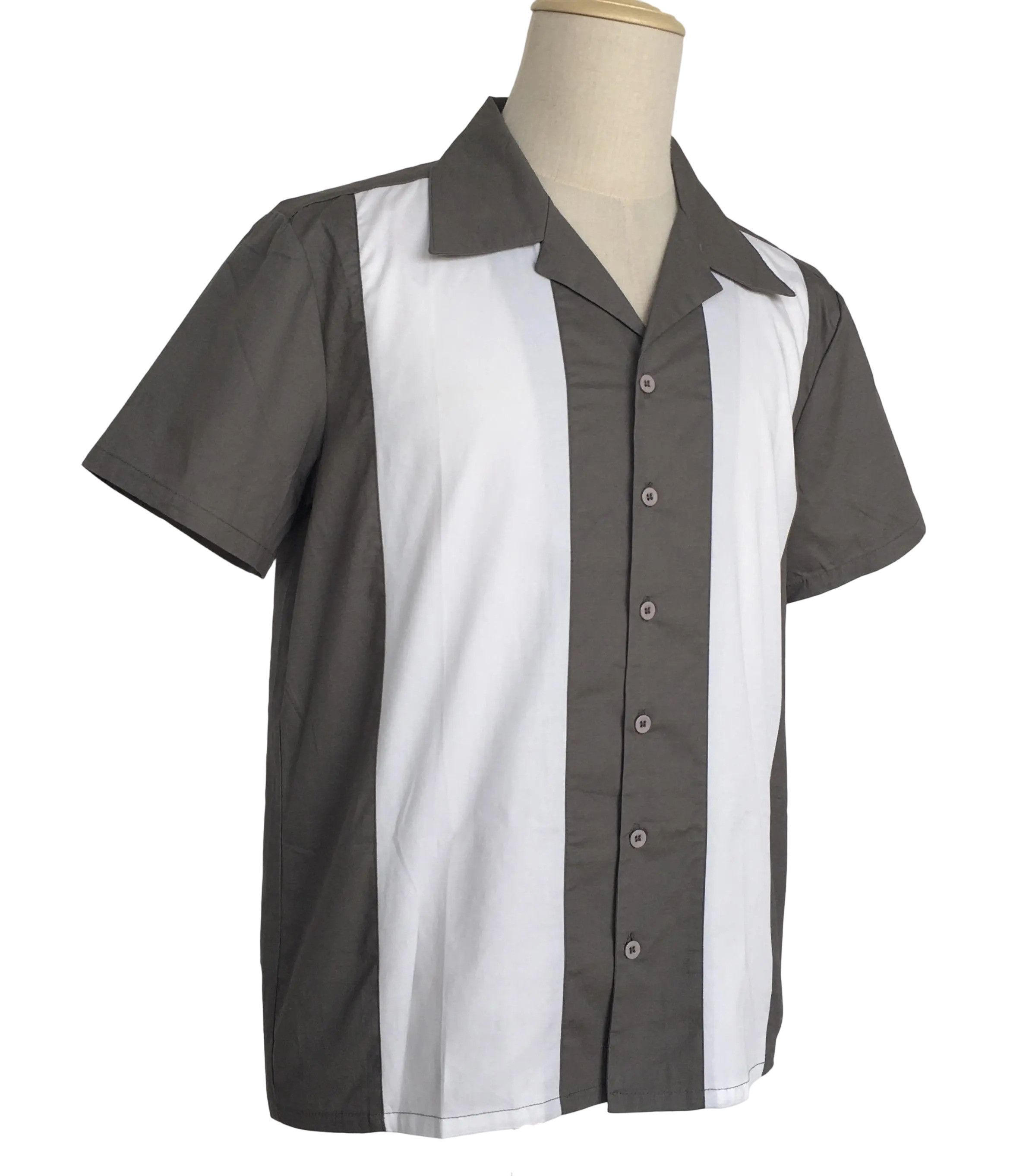 Other Retro Two-tone Men Shirt Solid Casual Shirt Gray Size US XL / EU 56 / 4 - 2 Thumbnail