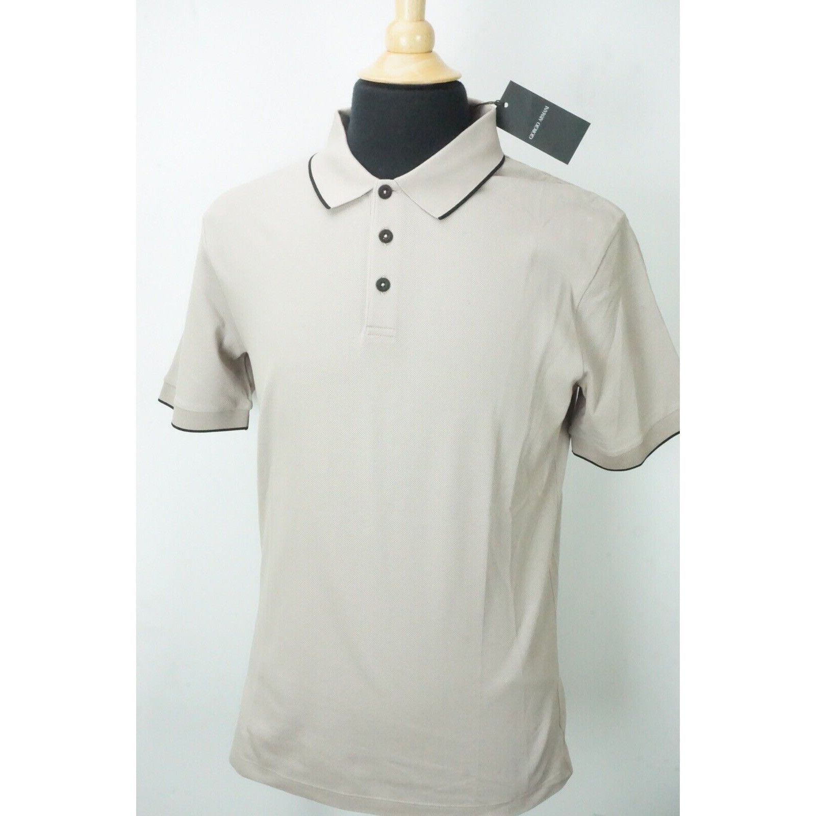 Giorgio Armani Black Label Beige Gray Cotton Polo Shirt Sz 4