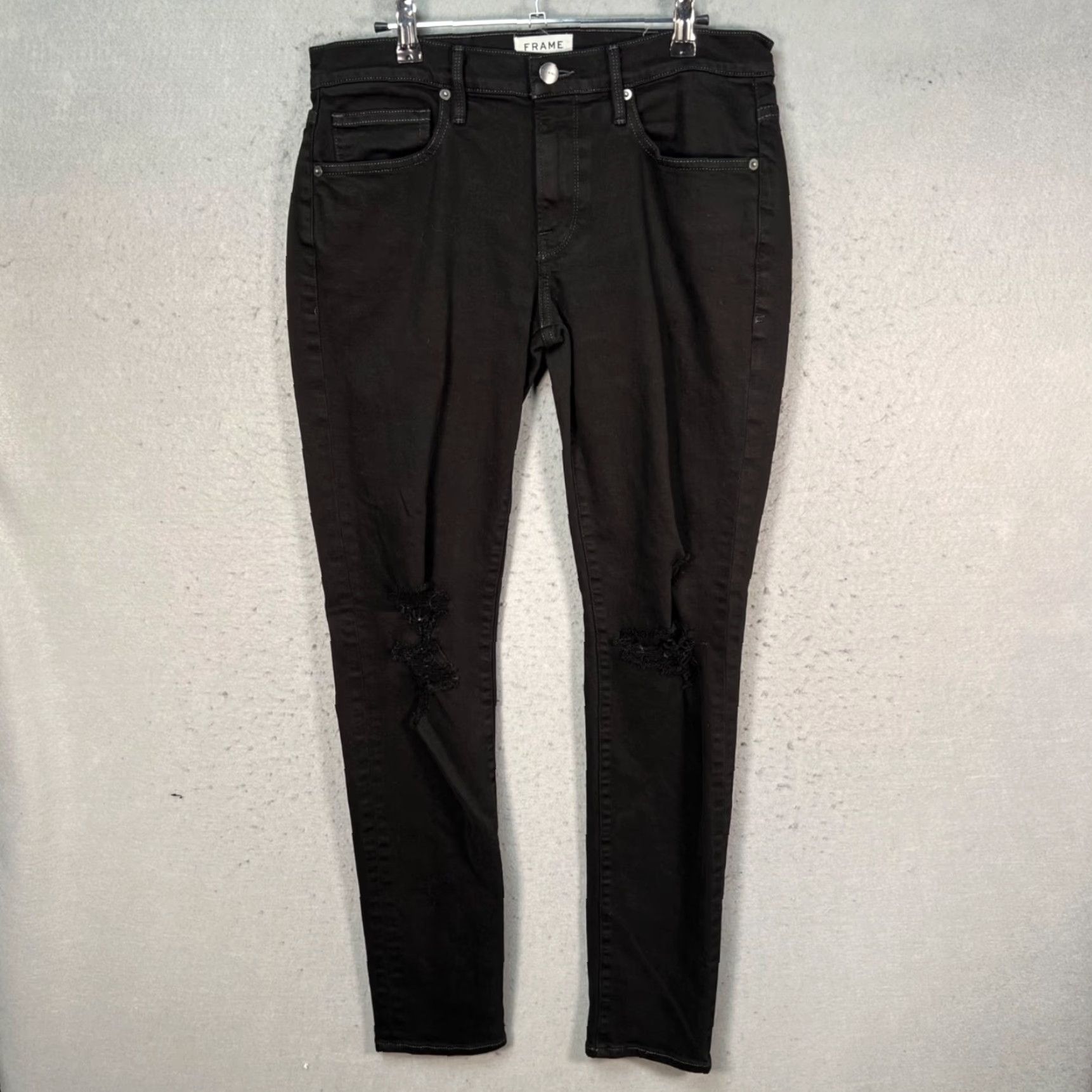 Frame Frame Womens Size 31 L'Homme Skinny Black Distressed Denim Jeans Size 24" / US 00 / IT 34 - 2 Thumbnail