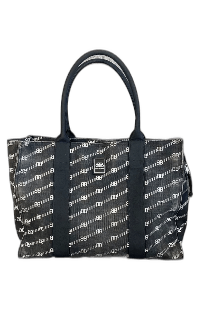 Balenciaga Logo Design Fabric Tote Bag-2505 in Black, Men's