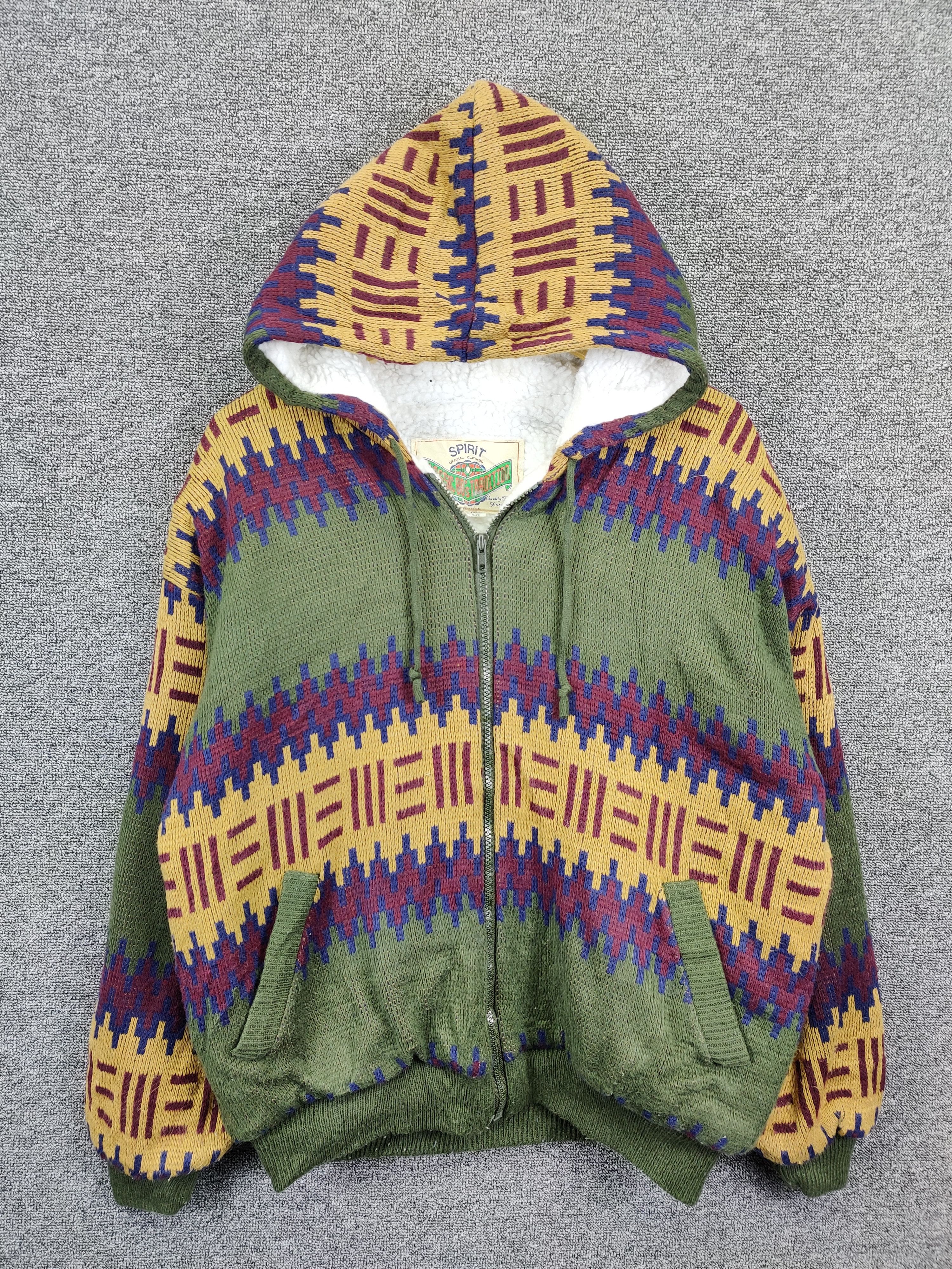 Japanese Brand Vintage Spirit Aztech Sherpa Hooded Jacket Nice Design Size US XL / EU 56 / 4 - 1 Thumbnail