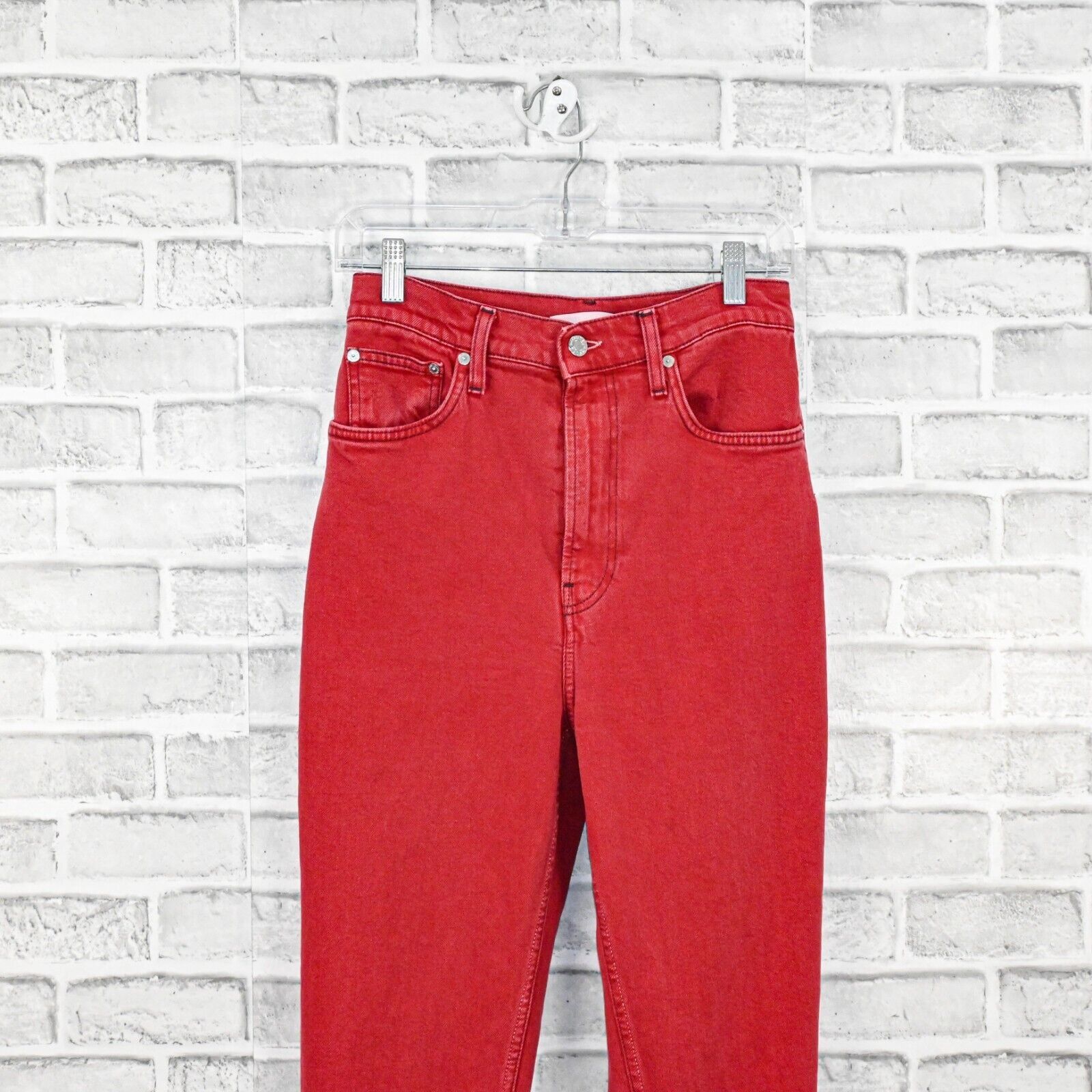 Helmut Lang Helmut Lang High Waist Spikes Jeans in Red Oxidize stone Size 28" / US 6 / IT 42 - 7 Thumbnail