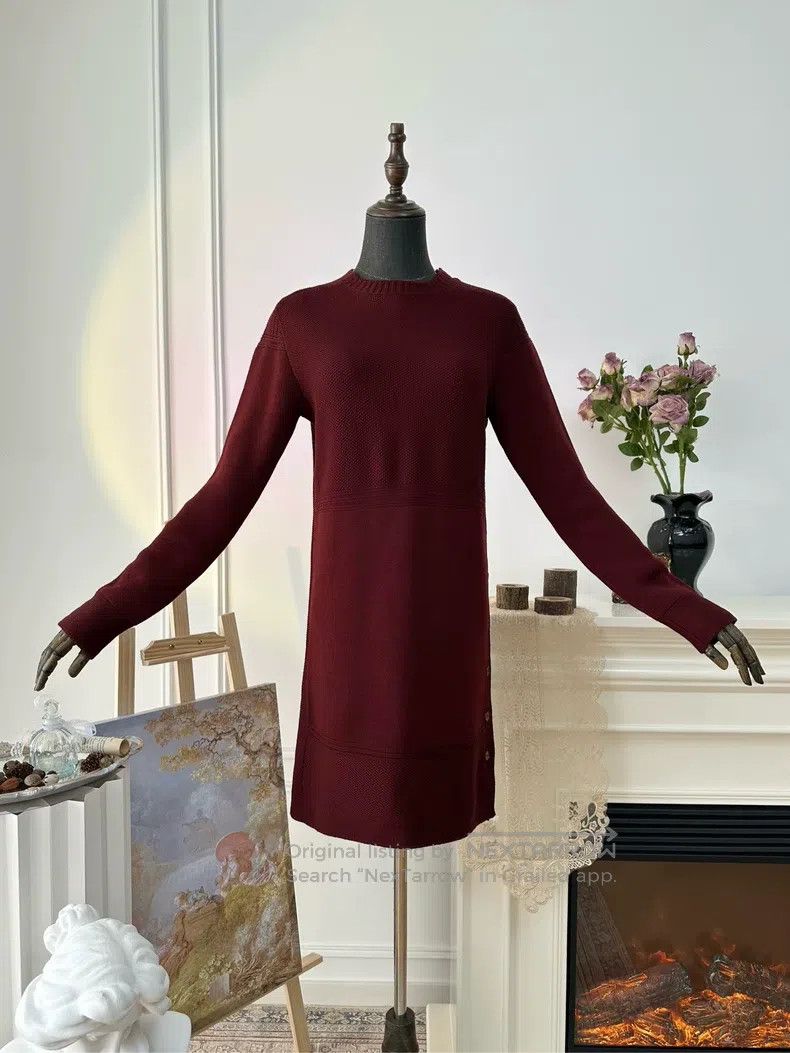 Hermes Hermes Wool Blend Knit Bodycon Dress, Date Red Size XS / US 0-2 / IT 36-38 - 1 Thumbnail