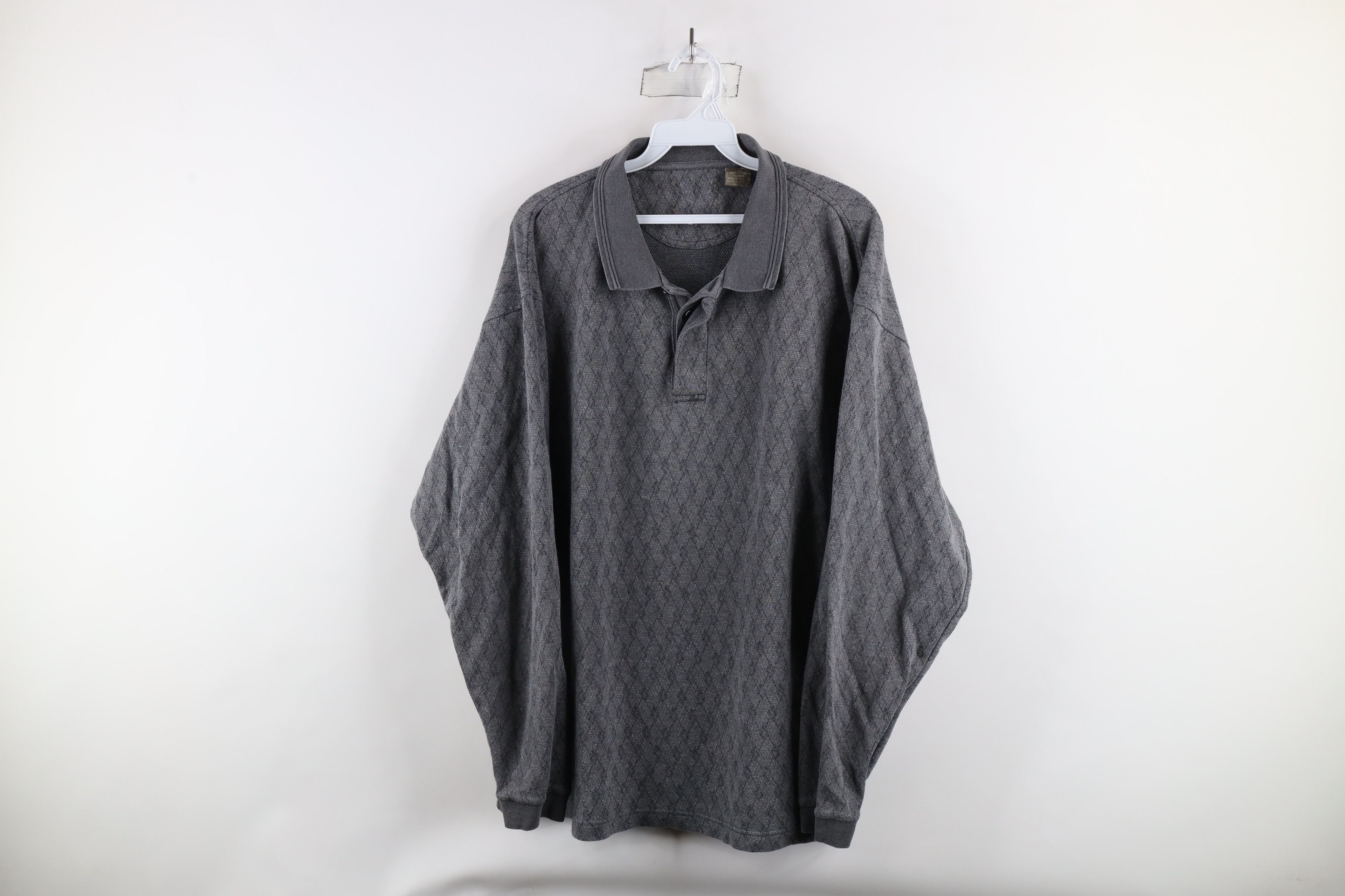 Vintage Vintage 90s Streetwear Argyle Long Sleeve Rugby Polo Gray Size US L / EU 52-54 / 3 - 1 Thumbnail