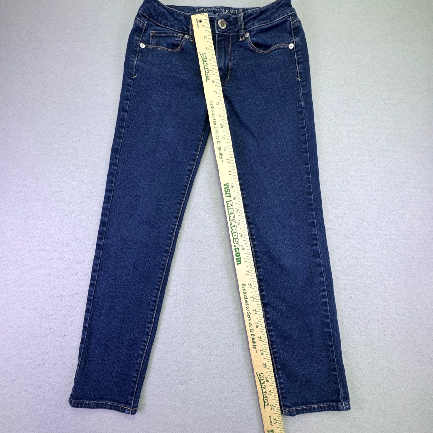 American Eagle Outfitters VINTAGE? No. American Eagle Outfitters Jeans Women 2 SHORT Skinny Dark Wash Stretch 5-Pocket Denim Slim Rise Mid Blue Jeans Size 26" / US 2 / IT 38 - 2 Thumbnail