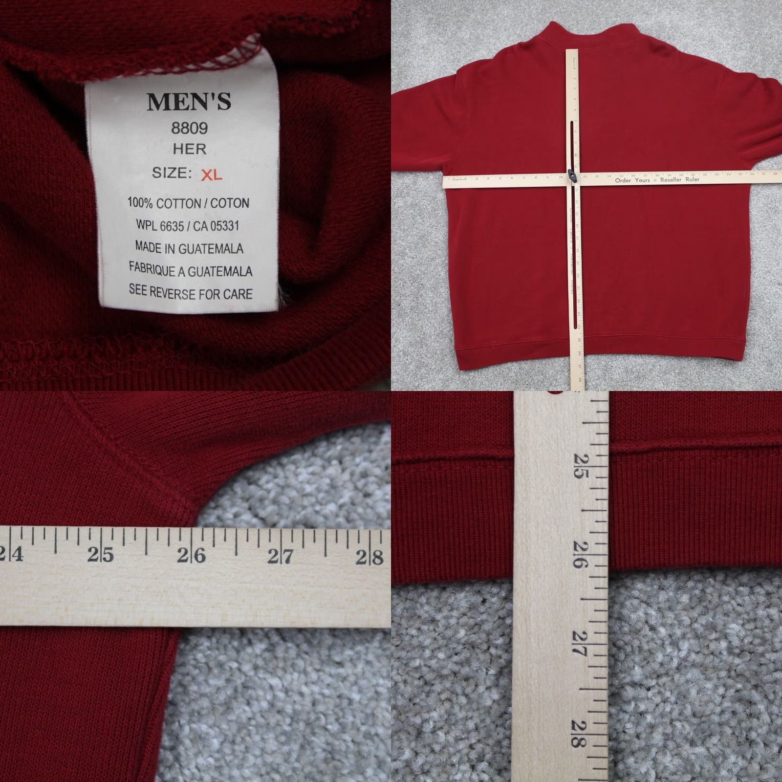 Vintage Woolrich Sweatshirt Mens XL Red 1/4 Zip Cotton L/S Pullover Sweater Q Zip Size US XL / EU 56 / 4 - 8 Thumbnail