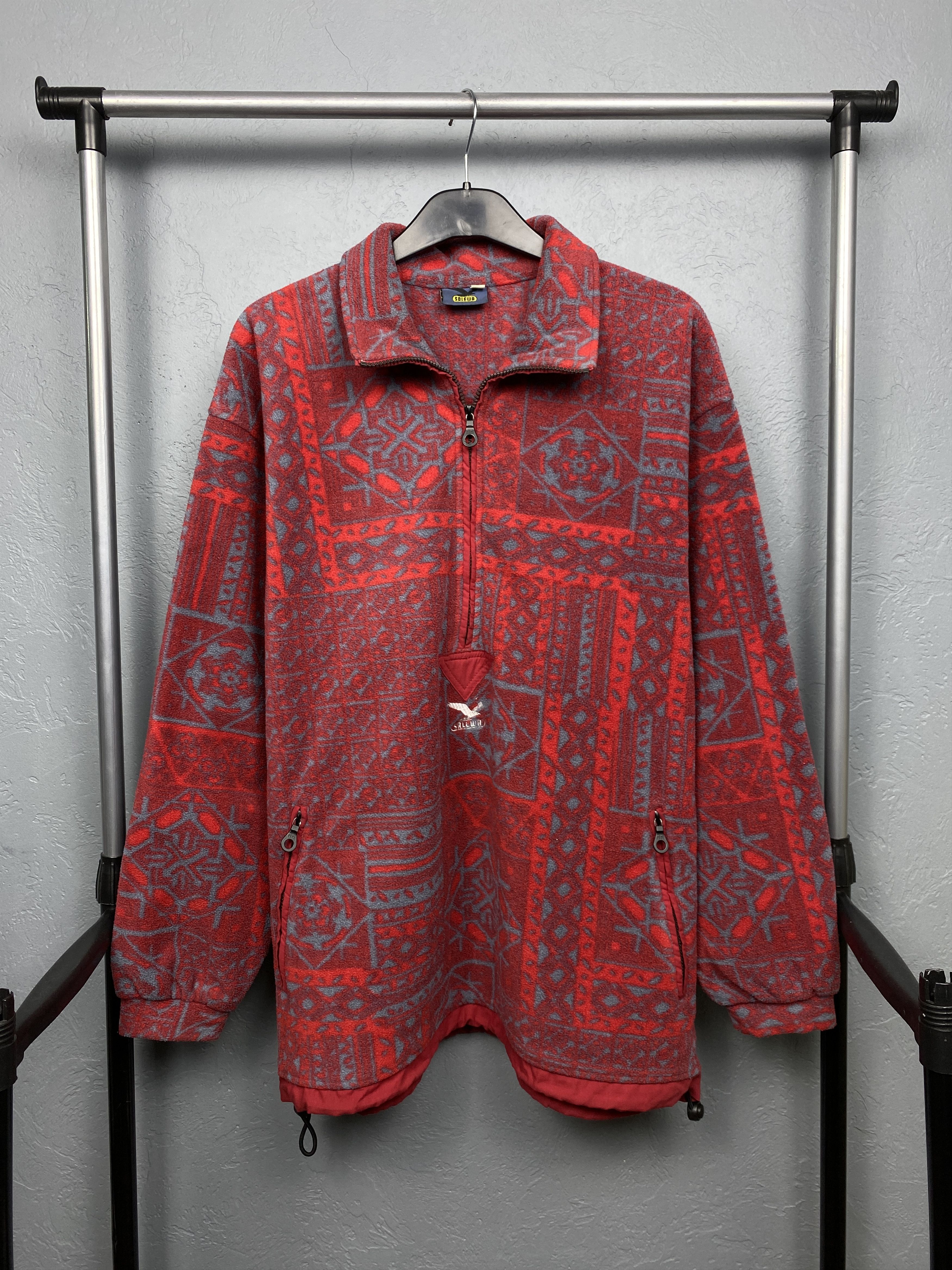 Vintage Salewa 90s Vintage Aztec Fleece Anorak Jacket Size US L / EU 52-54 / 3 - 1 Thumbnail