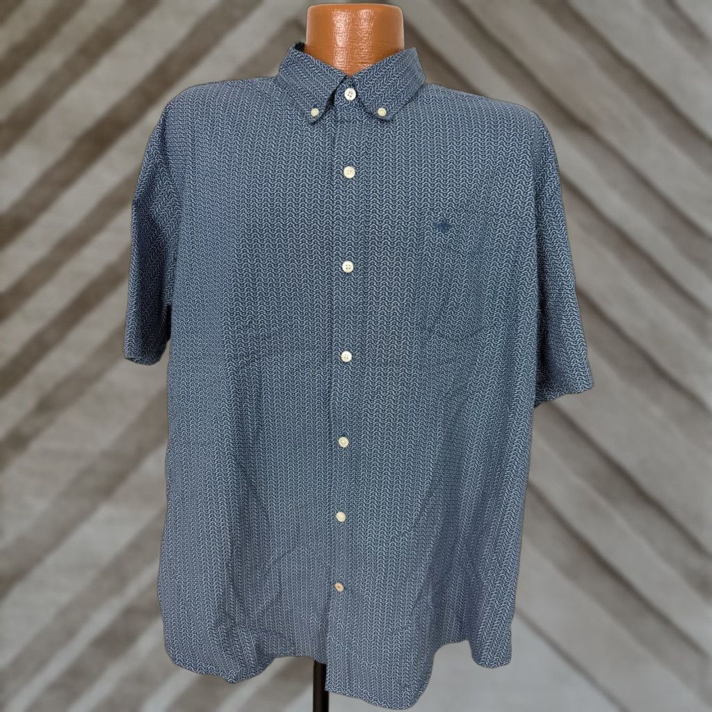 Dockers VINTAGE Dockers Shirt Men XXL Geometric Button-Up Navy Blue Cotton Polyester Elastane Stretch Pockets Travel Casual 90s 2XL Mens Size US XXL / EU 58 / 5 - 1 Thumbnail