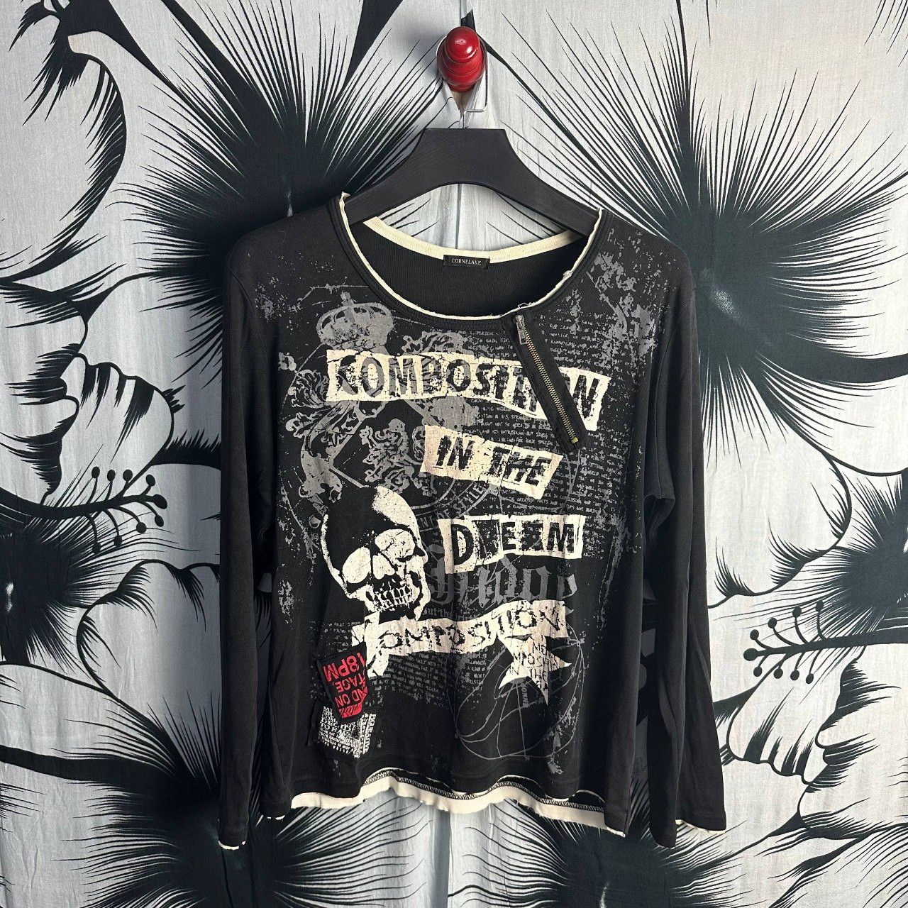 Japanese Brand 2000s Archive Japanese Poem Skull Punk Long Sleeve Size US L / EU 52-54 / 3 - 1 Thumbnail
