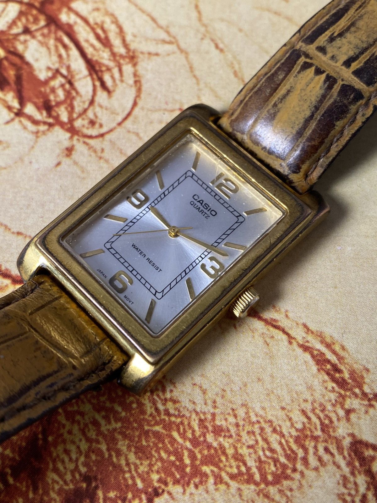 Casio Casio MTP-1234 Gold Tank Watch Square Roman Dial Size ONE SIZE - 5 Thumbnail