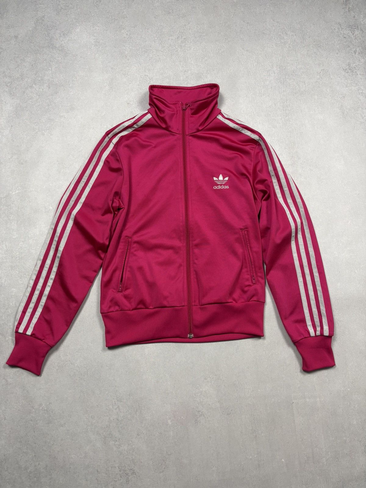 Adidas Vintage 2000s Adidas Trefoil Logo Track Jacket Pink Zip Y2K Size M / US 6-8 / IT 42-44 - 2 Thumbnail